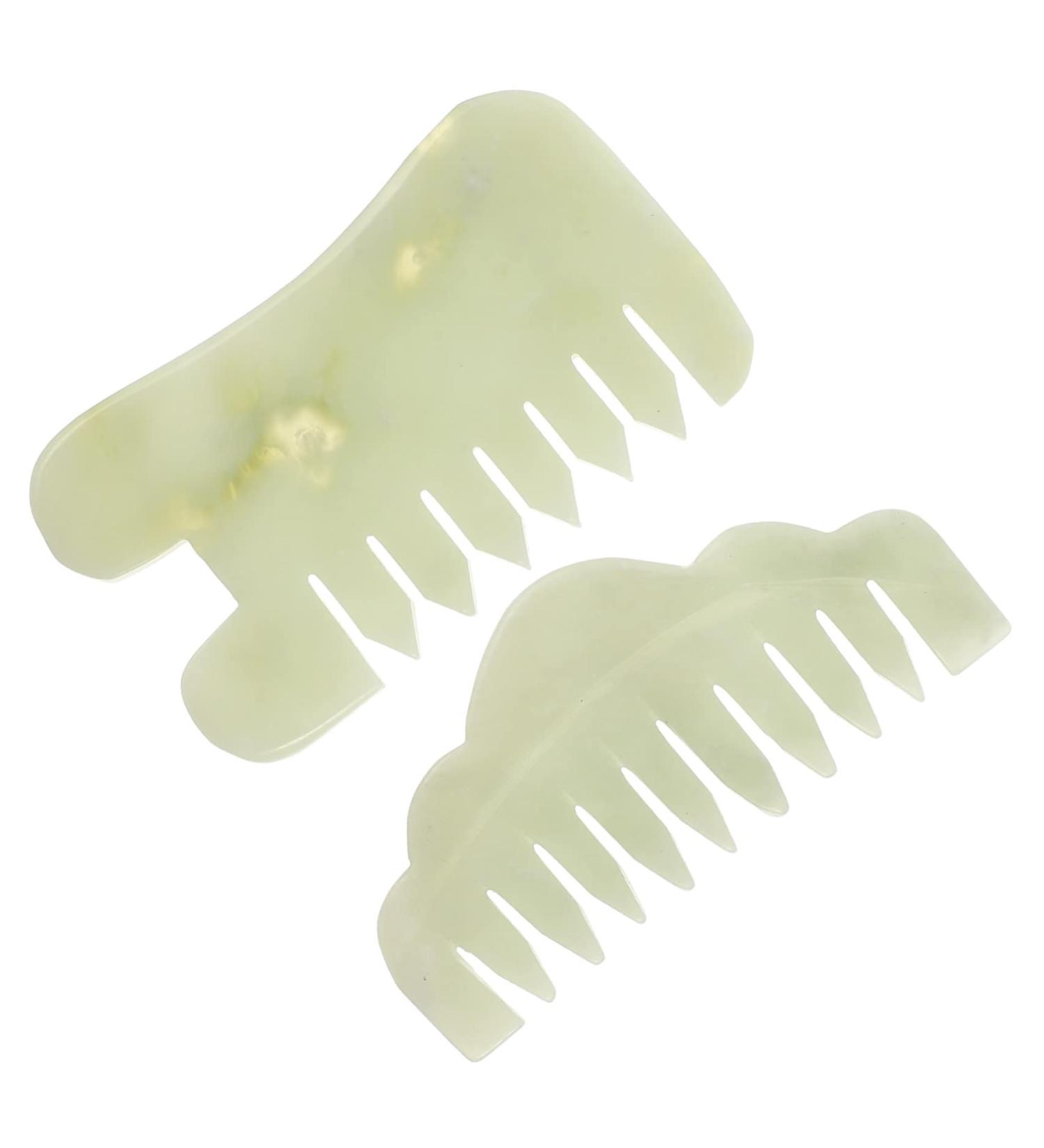 Beavorty 2-Pack Jade Comb - Skin Care Tools for Face & Scalp Massage | Chinese Gua Sha Stone for Enhanced Relaxation - Buy Online on GoSupps.com
