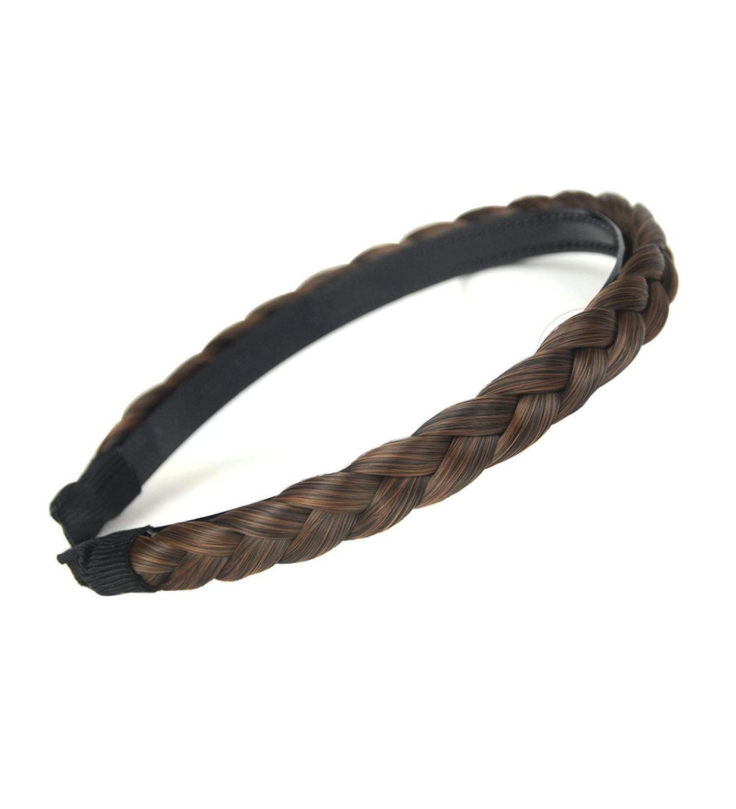 BOBIYA Plait Hair Headband Synthetic Hair Plaited Headband Braid Braided With Teeth Hair Band Accessories for Women Girl (Copper Brown)