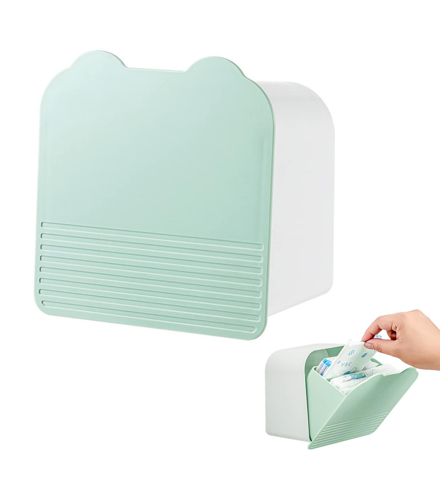 Women's Plastic Hanging Tampon Storage Box | 15.5x15.5x9cm Organizer for Bathrooms - Green - Buy Online on GoSupps.com