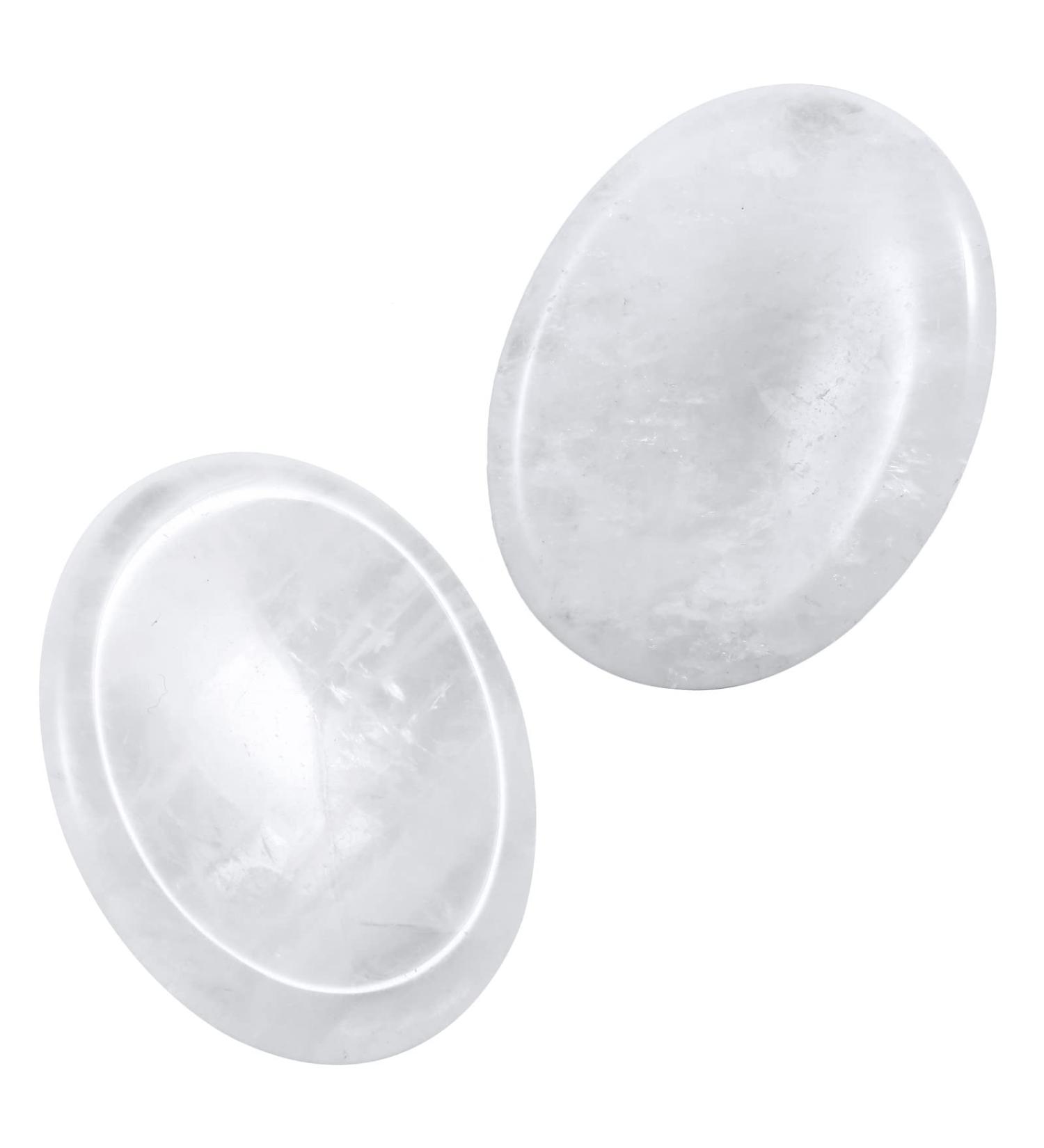 Nupuyai Rock Crystal Oval Thumb Worry Stone Set - Healing Anxiety & Stress Relief Therapy | 2pcs Energy Crystal Pocket Palm Stones 45x35mm White - Buy Online on GoSupps.com