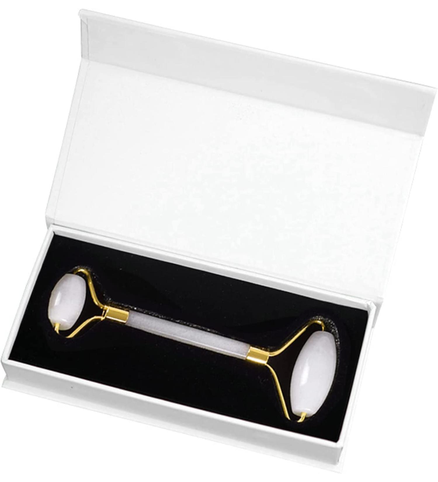 Massager Roller Massage Stick Massage Tool Jade Roller for Face Skin Care Natural White Stone Facial Massager Roller-Ci No Box (Color : Rollerpu with Box) - Buy Online on GoSupps.com