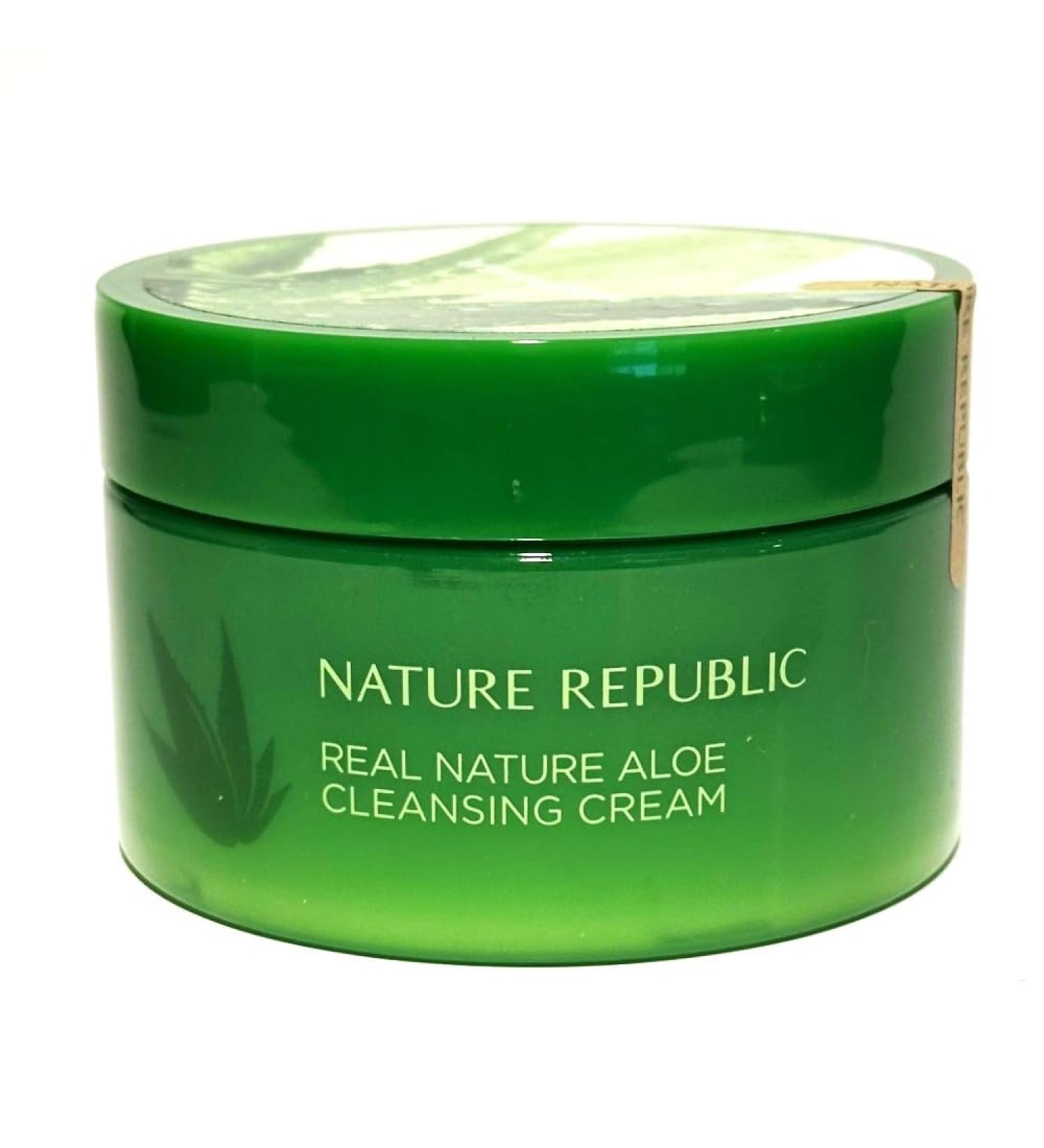 Nature Republic Real Nature Aloe Cleansing Cream 6.76oz | Hydrating & Soothing Cleanser for Glowing Skin - International Shipping Available - Buy Online on GoSupps.com
