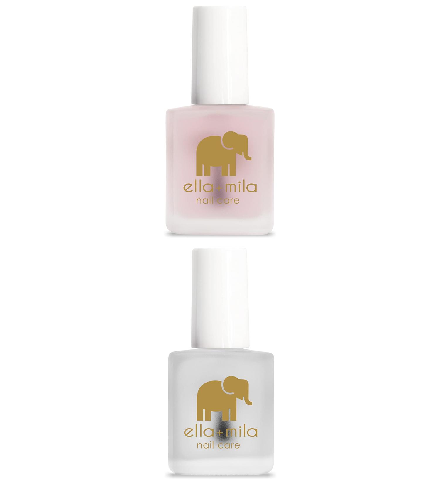Ella+Mila Nail Strengthener & Quick Dry Top Coat Bundle - First Aid Kiss & In a Rush Polish Set - Buy Online on GoSupps.com