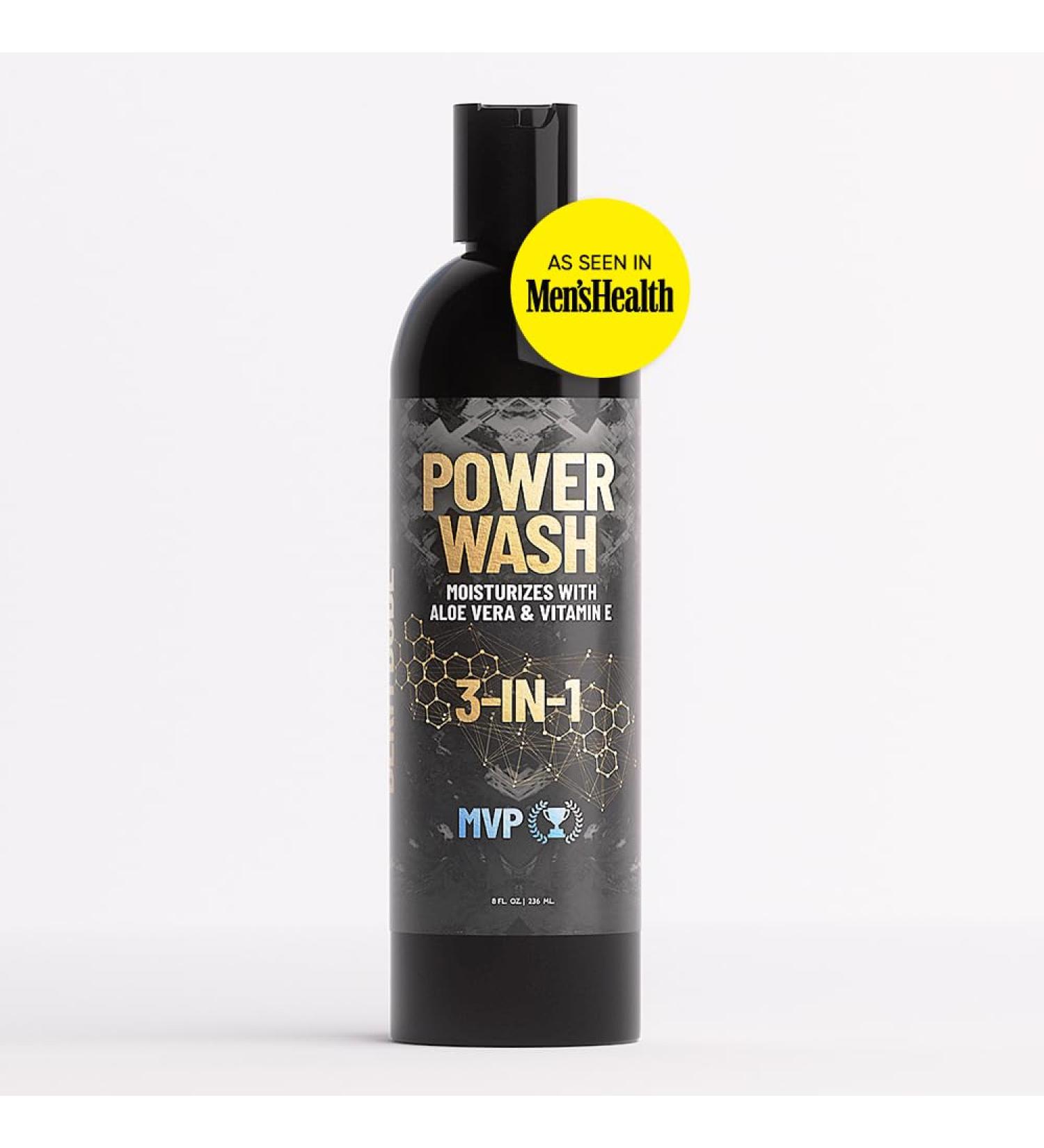 Derm Dude 3-in-1 Power Wash for Men - Natural Shampoo Conditioner & Body Wash with Coconut Oil & Aloe Vera - Gentle Daily Use - MVP Scent (8oz - Buy Online on GoSupps.com