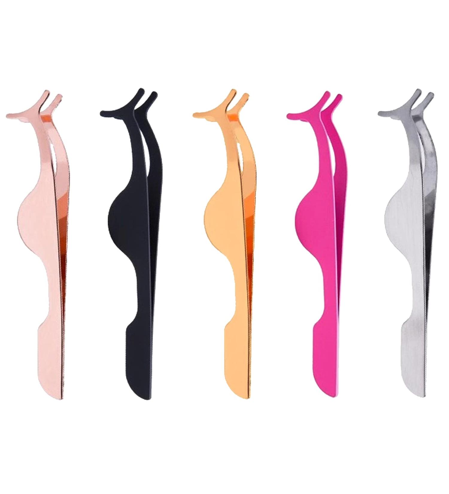 5PCS Stainless Steel False Eyelash Extension Tweezers Set | Eyelash Applicator Tool & Remover | Lash Tail Clip for Precision Application - Buy Online on GoSupps.com
