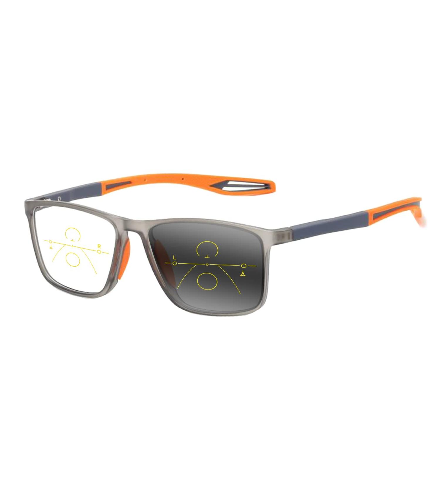Buy Near Far Multifocal Progressive Square Glasses for Men & Women - Outdoor Cycling Photochromic Transition Reading Glasses | 0 Distance 200 Reading Gray Orange - Buy Online on GoSupps.com