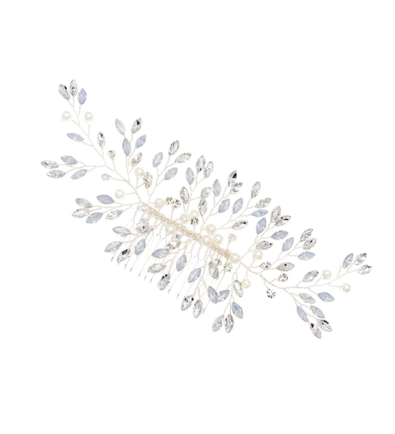 Didiseaon Tiara Rhinestone Barrettes Bridal Hair Comb Pearl Wedding Headwear Pearl Rhinestone Hair Comb Wedding Headpiece Bride Insert Comb Headgear Hair Accessories Crystal - Buy Online on GoSupps.com