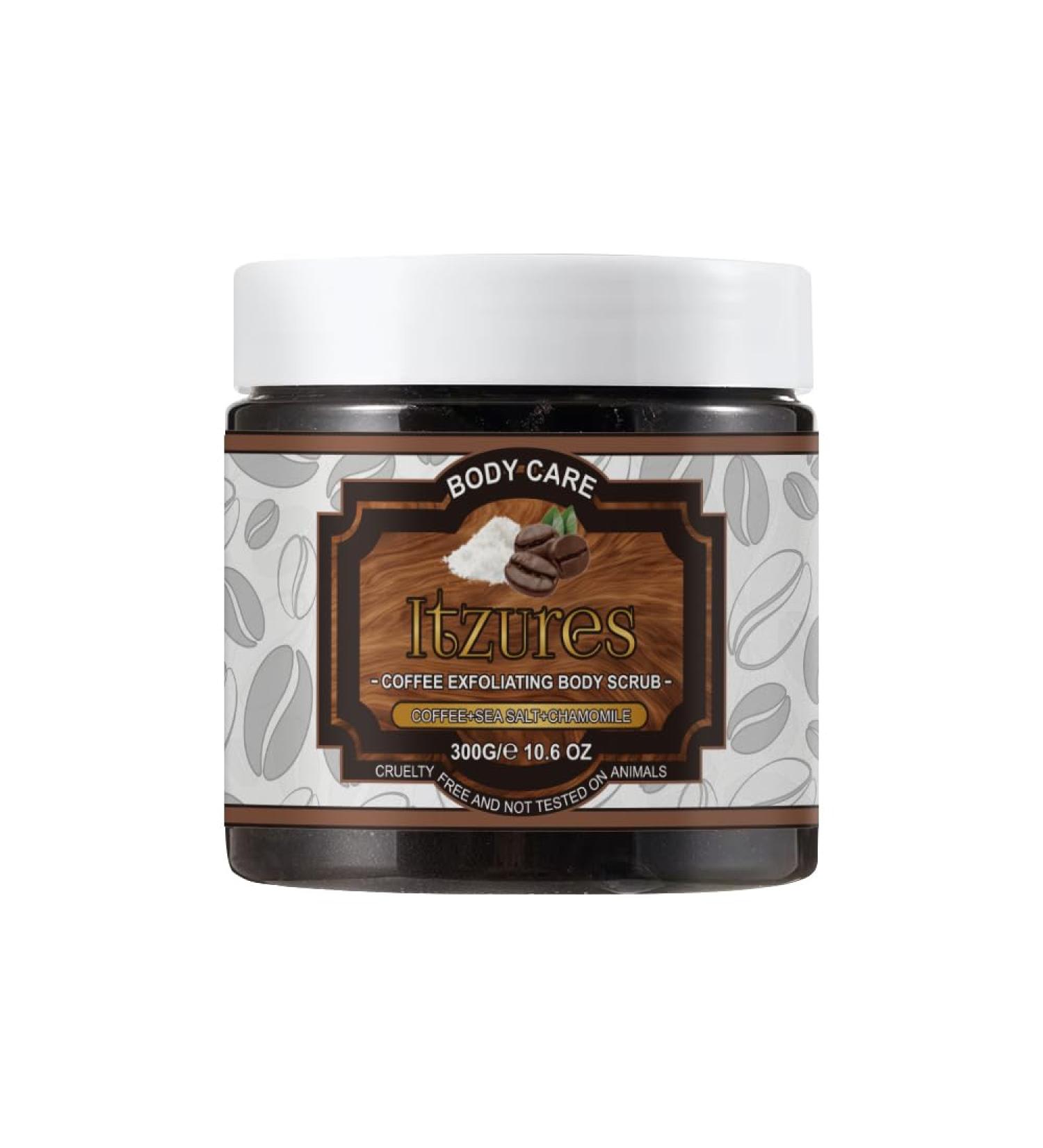 Itzures Coffee Arabica Exfoliating Body Scrub with Sea Salt+Chamomile for Face Body Scrubber & Face Cleanser Fight Skin Care Appearance Cellulite Fine Line Stretch Mark 100% Natural 300g - Buy Online on GoSupps.com