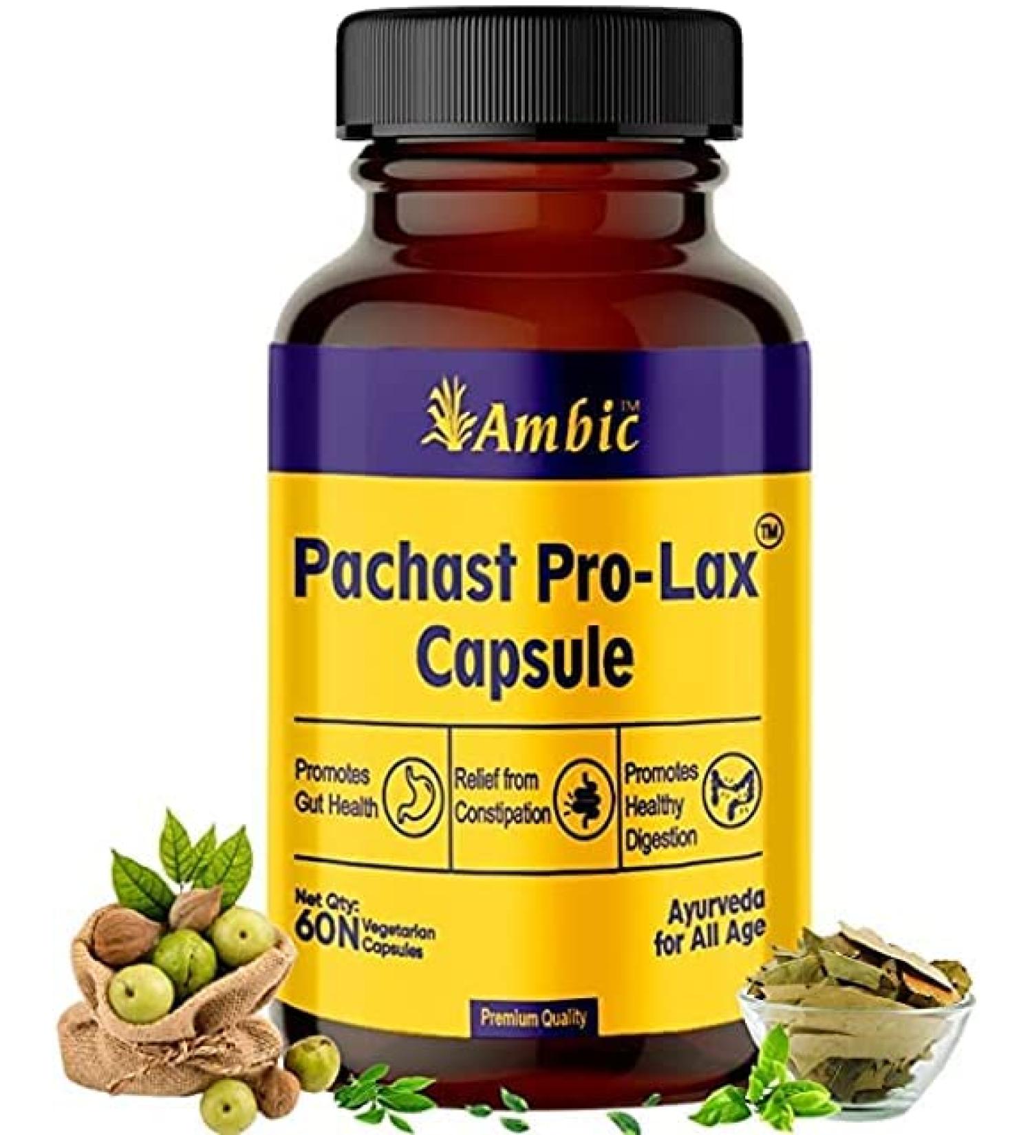 Puritans PACHAST Pro-Lax Constipation Relief Capsules - 60 Veg Capsules for Acidity, Bloating, Gas & Indigestion Relief - Boost Gut Health with Digestive Enzymes & Triphala Powder - Buy Online on GoSupps.com