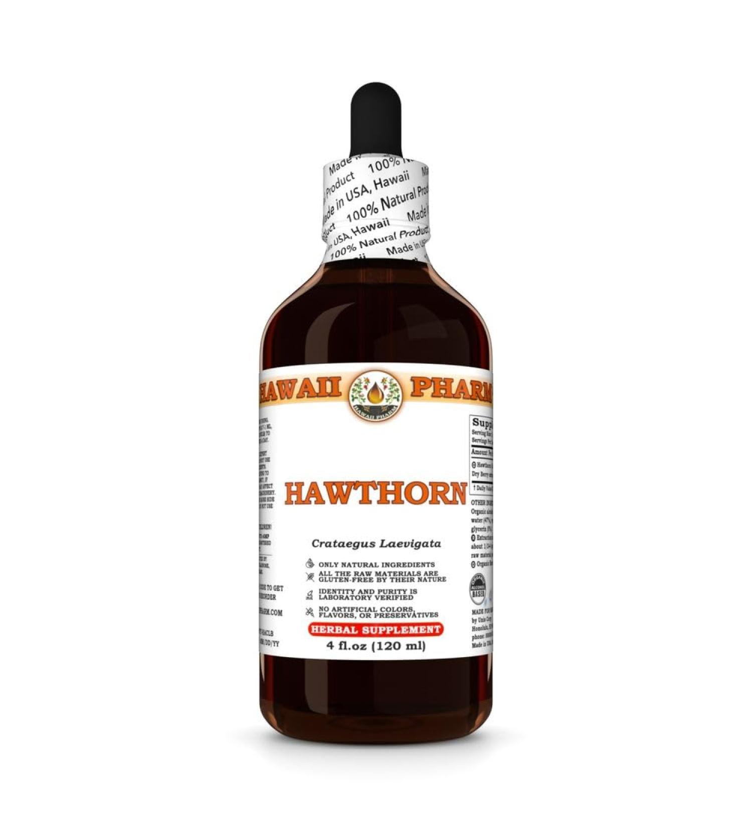 Hawaii Pharm Hawthorn Extract, Tincture for Heart Wellness, Supports Circulation, Promotes Lipid Balance, Antioxidant Rich, Boosts Immune Strength - 4 fl.oz 4 Fl Oz (Pack of 1) - Buy Online on GoSupps.com