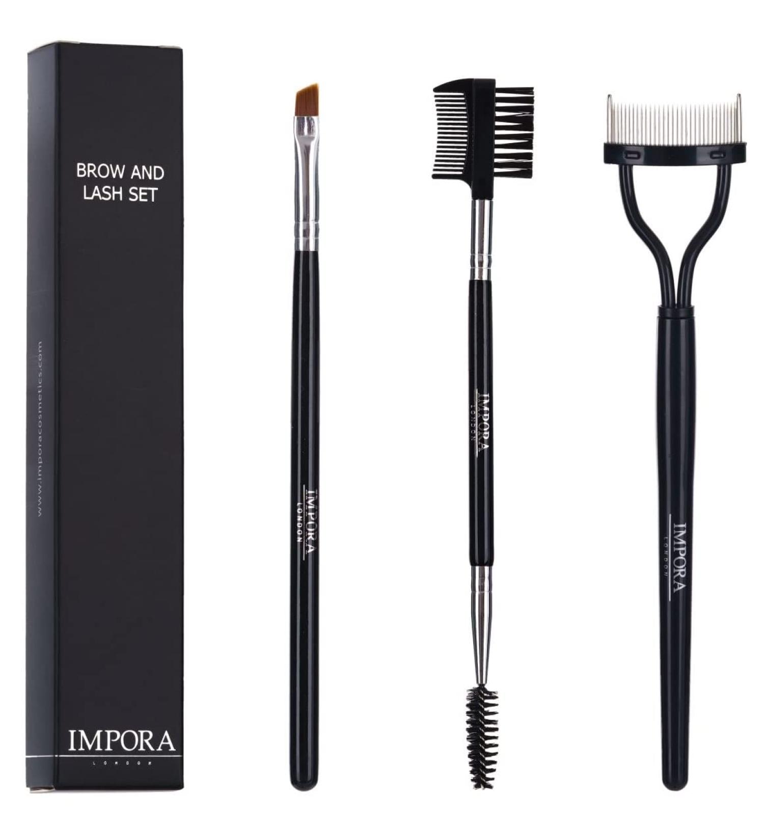 Impora London Eyebrow and Eyelash Makeup Tools - Shape, Groom, Define - Angled Liner Brush Spoolie for Lash and Brows - Buy Online on GoSupps.com