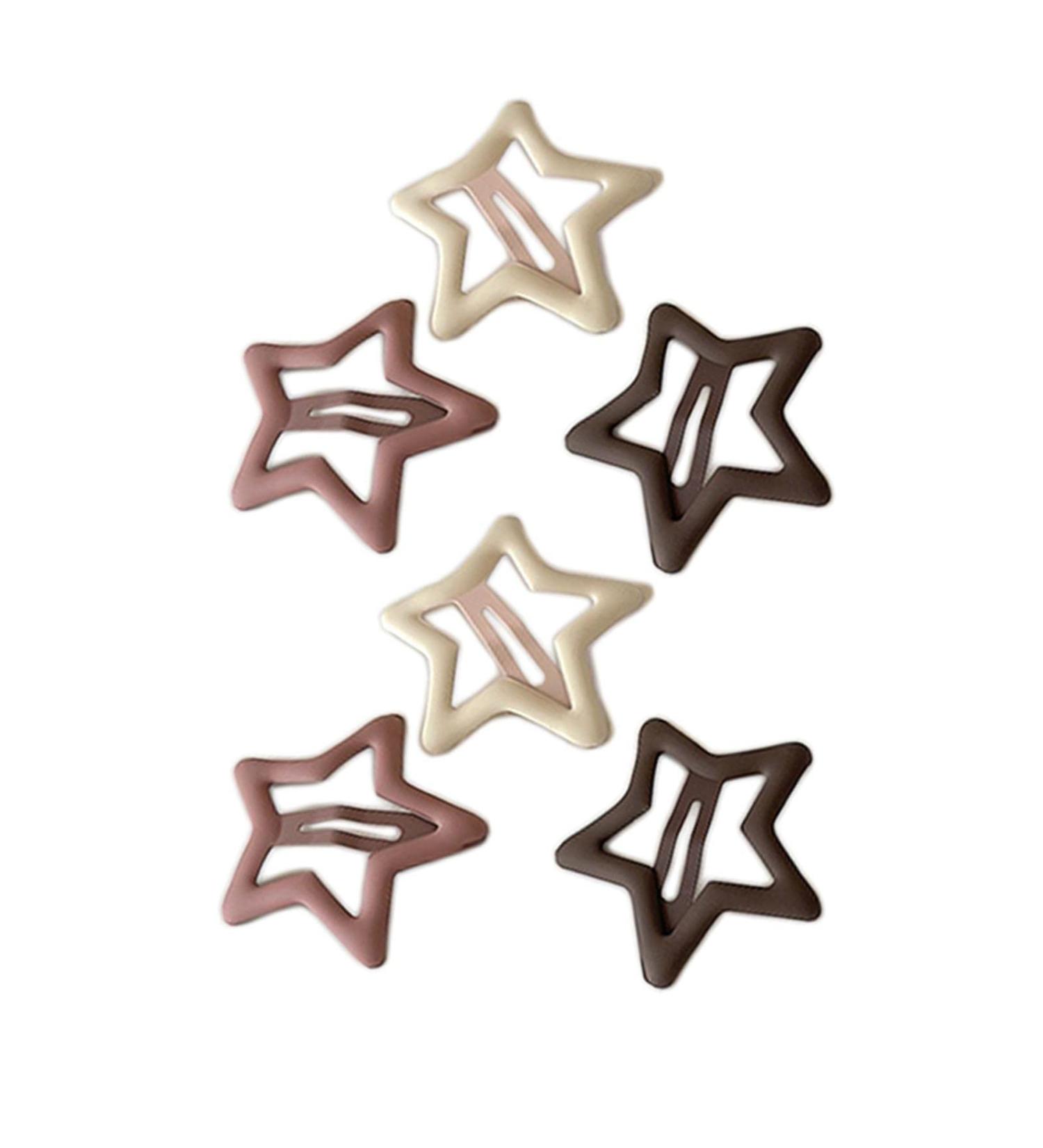 6pcs Multicolor Metal Snap Hair Clips - Matte Elegant Hair Barrettes for Anniversary & Casual Leisure | Star Design Hair Accessories - Buy Online on GoSupps.com