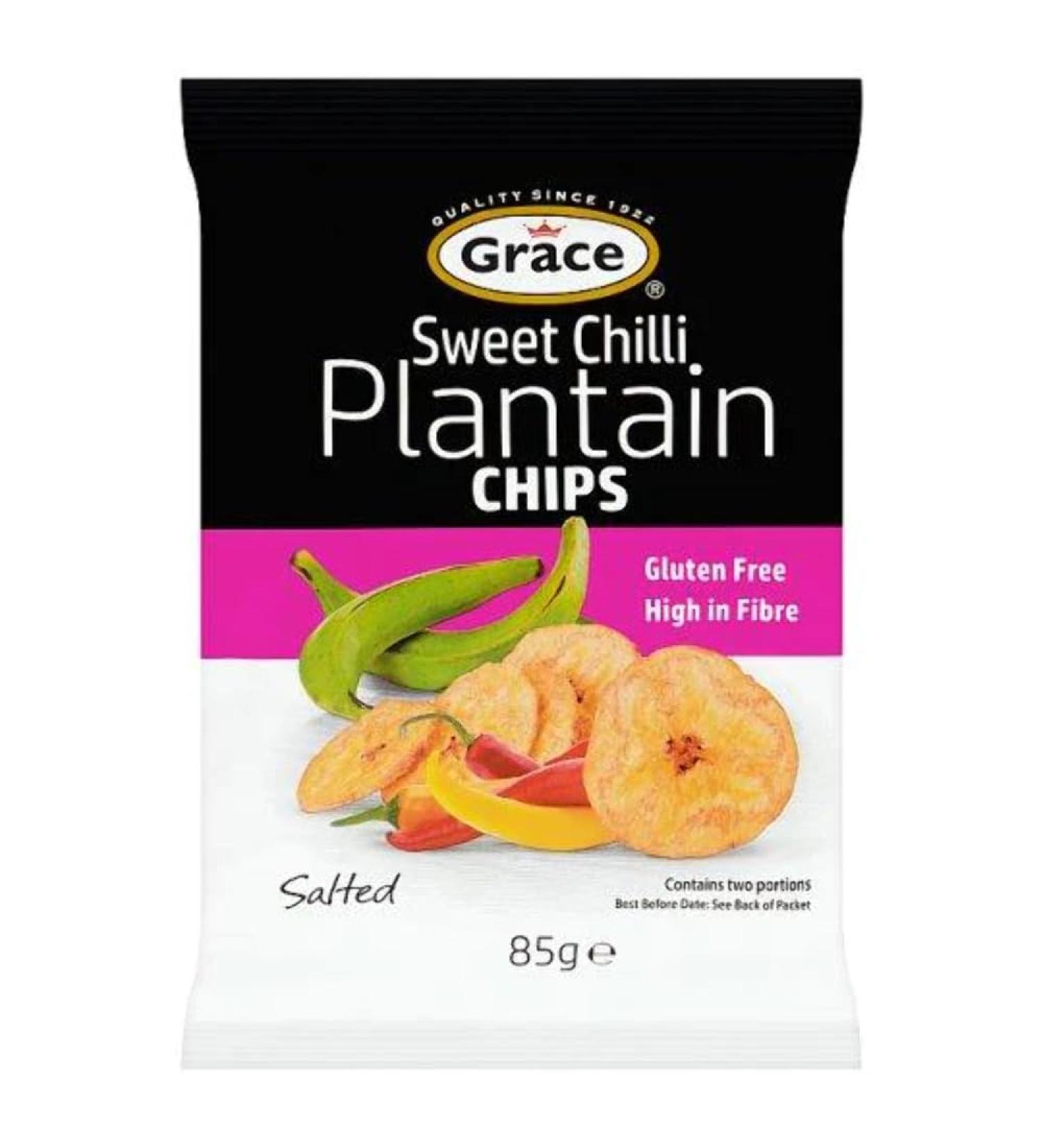 Grace Plantain Chips Sweet Chilli 85g Box of 9-Fd