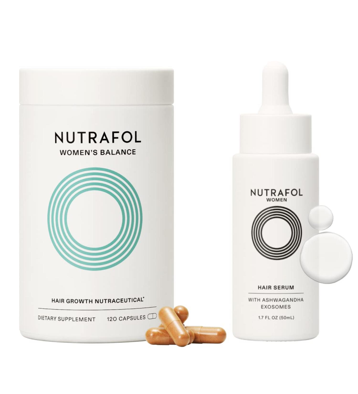Nutrafol Women's Balance Hair Growth Supplement & Serum | Ages 45+ | Clinically Tested for Thicker Hair | 1 Month Supply - 1.7 Fl Oz - Buy Online on GoSupps.com