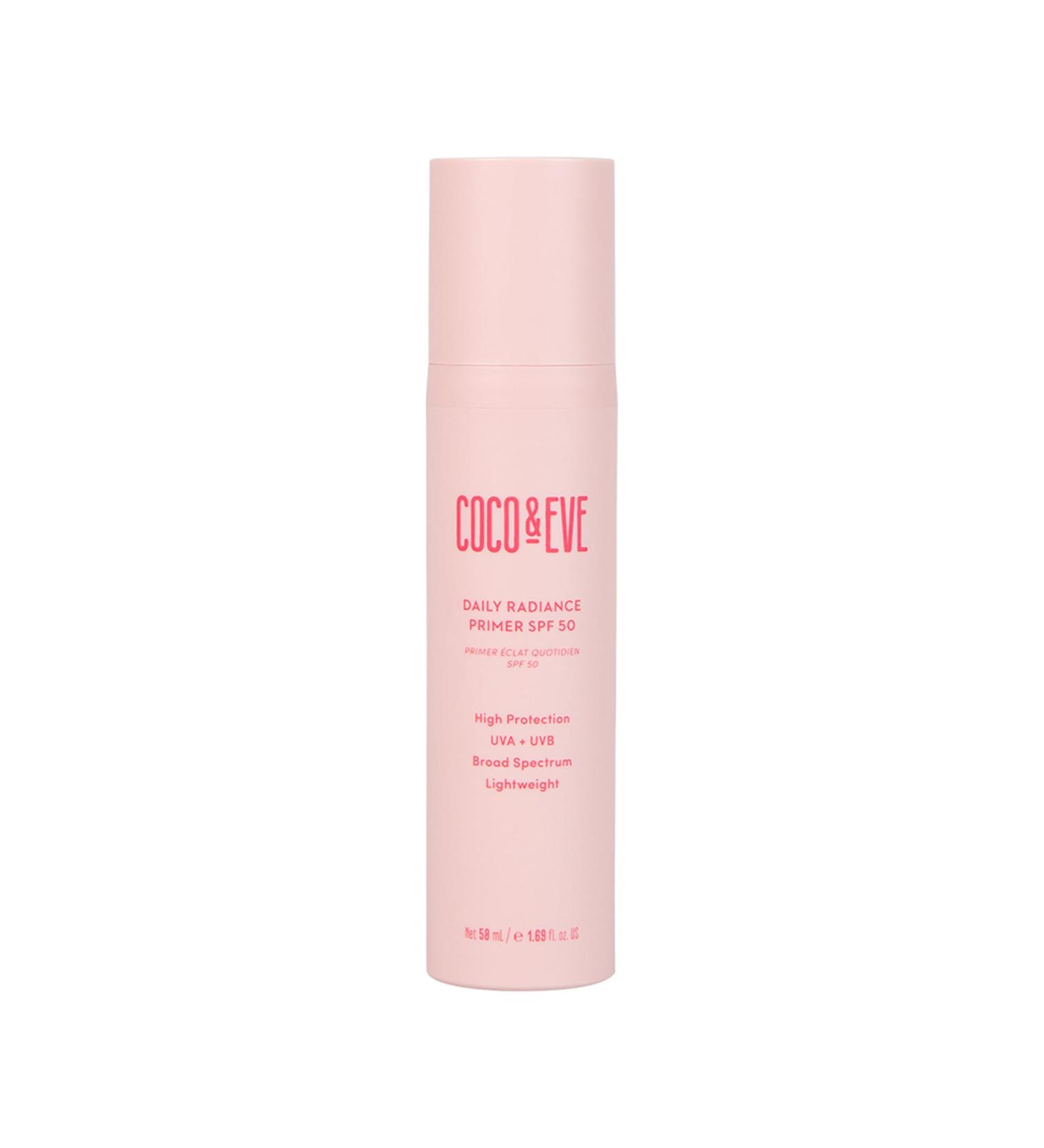 Coco & Eve Daily Radiance Primer SPF50 Sunscreen. Tinted Primer with SPF 50 for Sunscreen Protection Against UVA UVB. Antioxidants Niacinamide for Radiant Skin and Healthy Glow. (50 ml) - Buy Online on GoSupps.com