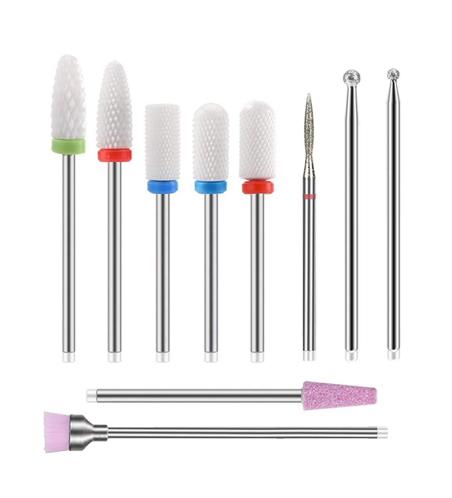 10 Pieces Nail Drill Bits Sets Tungsten Carbide Nail Drill Manicure Pedicure Bits Electric Nail Files Bits for Polishing Removing Nail Glue Professional Nail Household - Buy Online on GoSupps.com