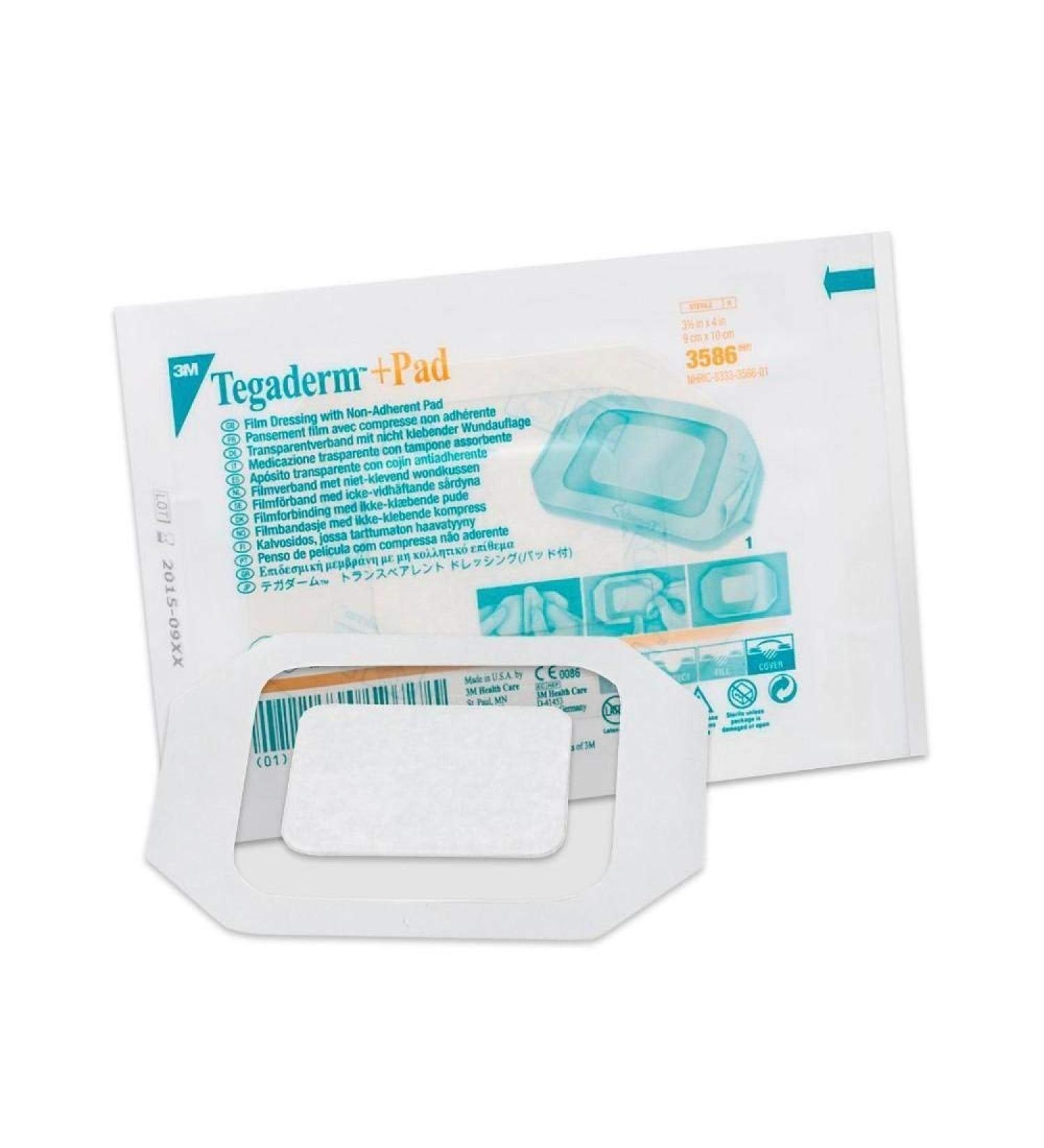 TEGADERM Plus +PAD 3M Film Dressing 9cm x 15cm x1 Transparent/Waterproof/Non-Adherent Pad 9x15 cm (Pack of 1)