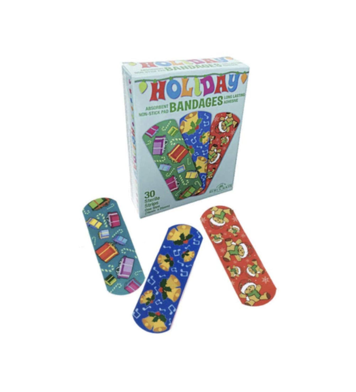 Holiday Bandages Box of 30 - Perfect Stocking Stuffers for Christmas | International Shipping Available - Buy Online on GoSupps.com