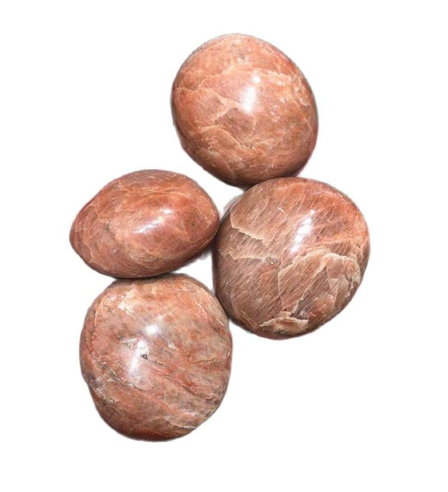 Quartz Crystals Palm Stones Natural Gemstones Peach Moonstone Crystal Stones for Craft Reiki Home Decor Gifts - (Size: 40-60mm) - Buy Online on GoSupps.com