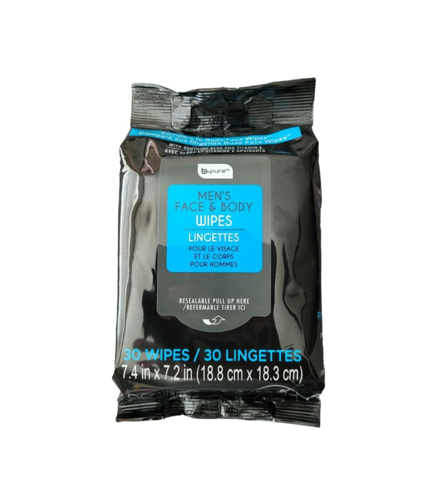 Body and Face Wipes 30 Count Resealable with Aloe and Vitamin E