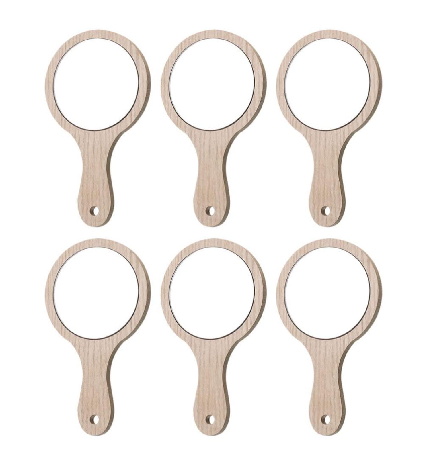 Lurrose 6Pcs Hand Mirrors with Handle Wood Vanity Cosmetic Travel Makeup Mirror for Women - 6.2 X 3.5 Inch - Buy Online on GoSupps.com