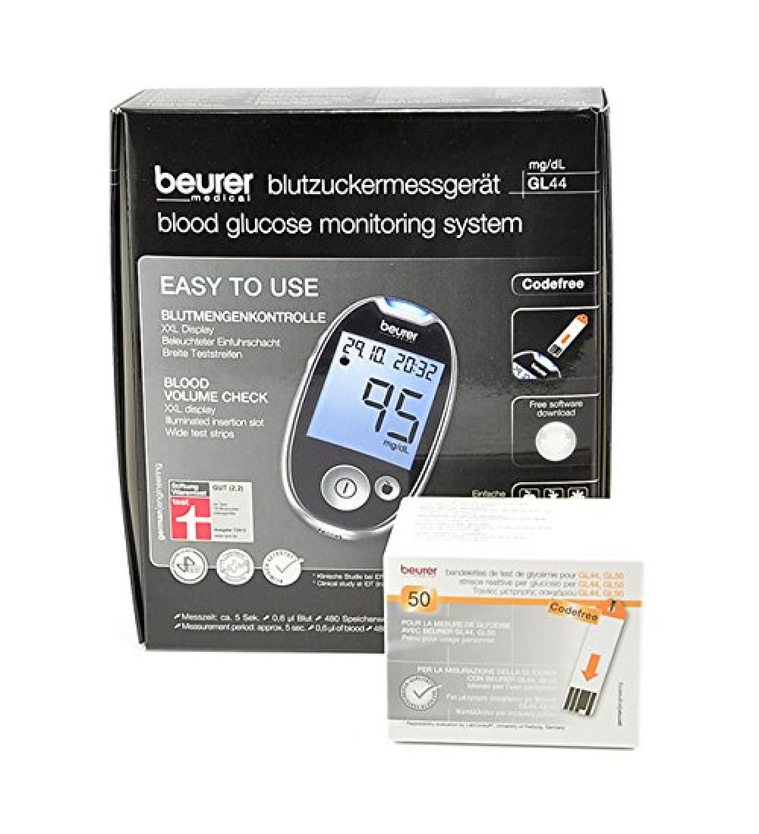 Beurer blood glucose meter GL 44 mg/dl black including 50 blood glucose test strips