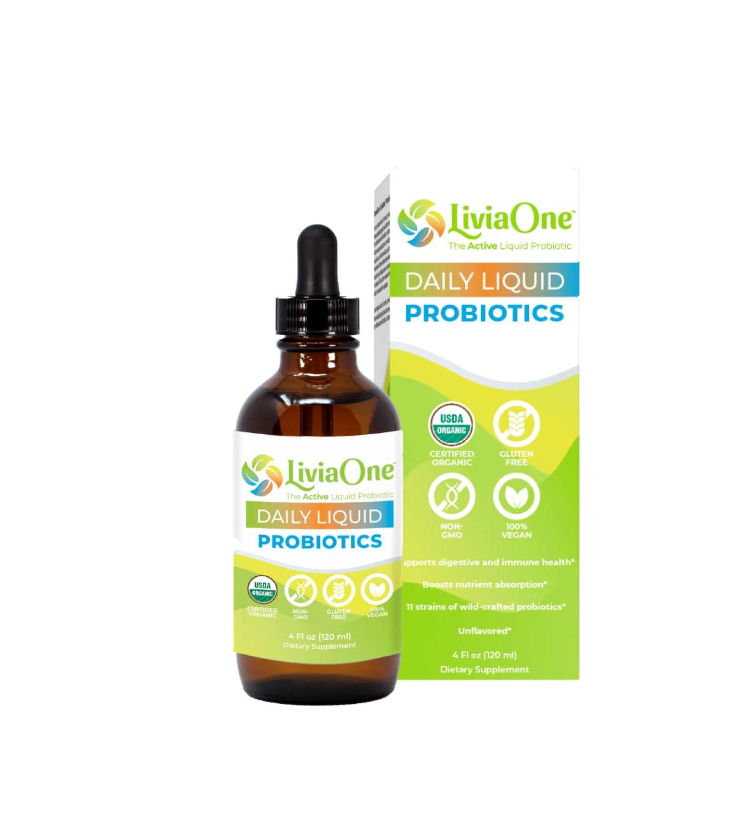 LiviaOne Daily Liquid Probiotics USDA-Certified Organic Probiotics Allergen- and Gluten-Free Vegan Probiotic for Women and Men Non-GMO and Raw 4 Fl Oz (Pack of 1) Unflavored - Adult 4 Fl Oz (Pack of 1) - Buy Online on GoSupps.com