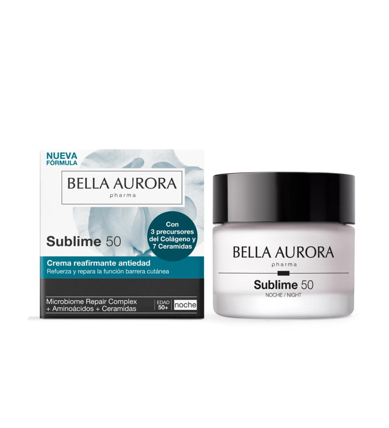  BELLA AURORA Bella Aurora Sublime 50 Night new formula | Anti-aging firming cream with collagen ceramides and microbiome Repair Complex | Regenerates nourishes and improves the firmness of mature skin | 50 ml - Buy Online on GoSupps.com