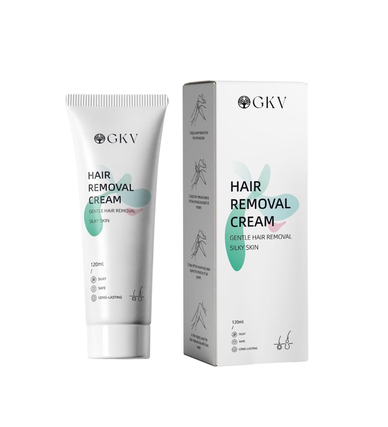 GKV Hair Removal Cream - Painless Depilatory Gel for Men & Women | Skin-Friendly Intimate Hair Removal | 4.06 Fl Oz - Buy Online on GoSupps.com