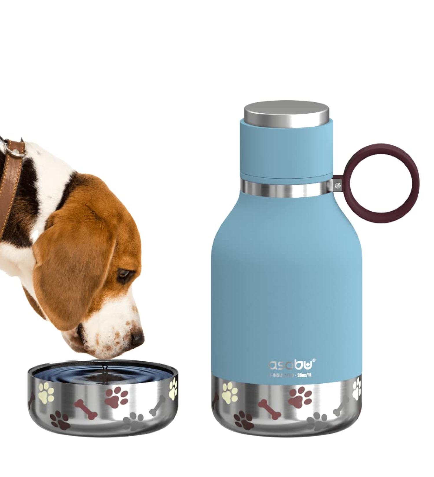 Asobu Pet Dog Bowl & Insulated Stainless Steel Water Bottle for Travel - 1L Blue | Perfect Pet Travel Gear - Buy Online on GoSupps.com