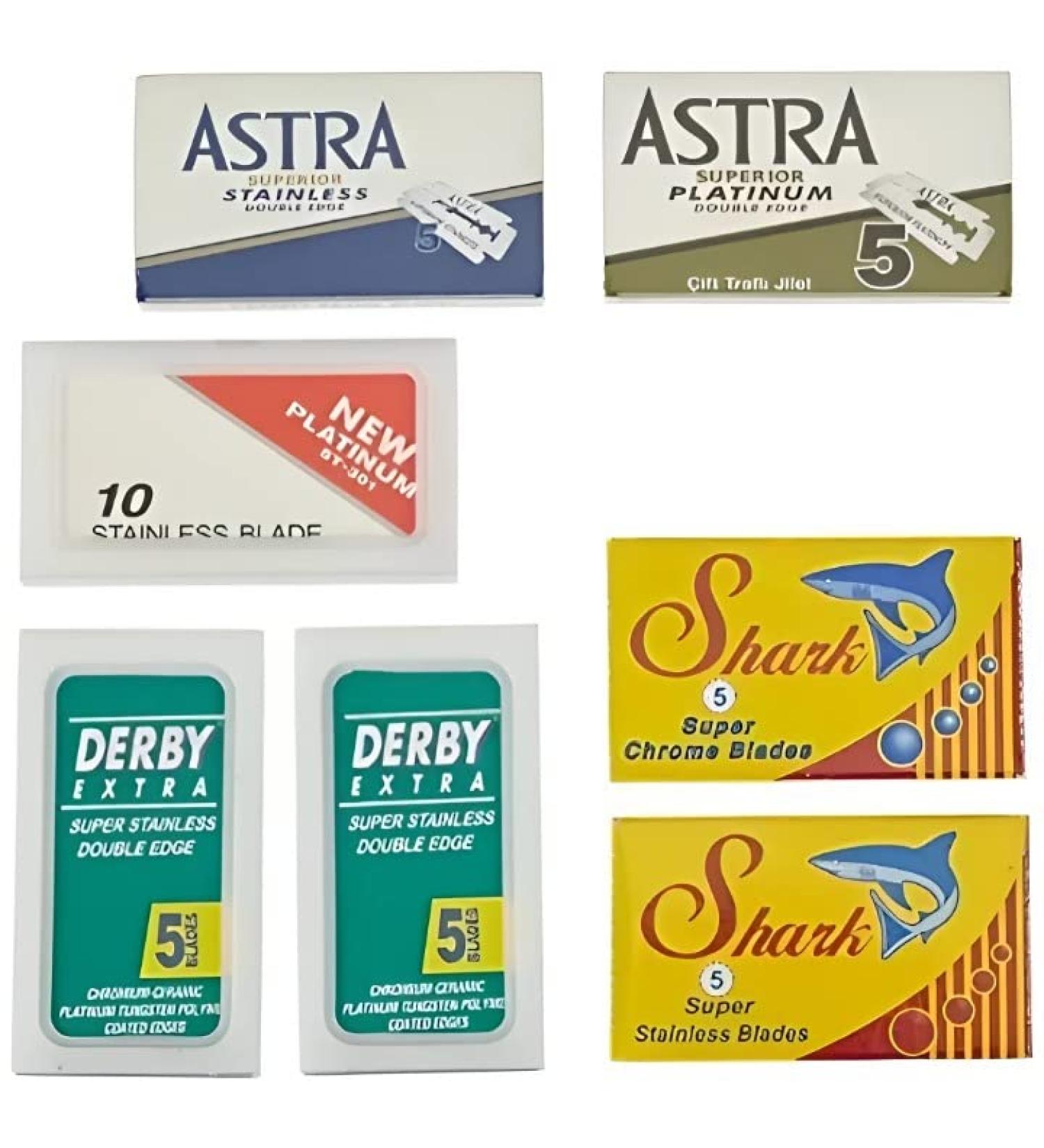 Astra Dorco Shark Double Edge Safety Razor Blades SamplPack - Pack of 40 Blades