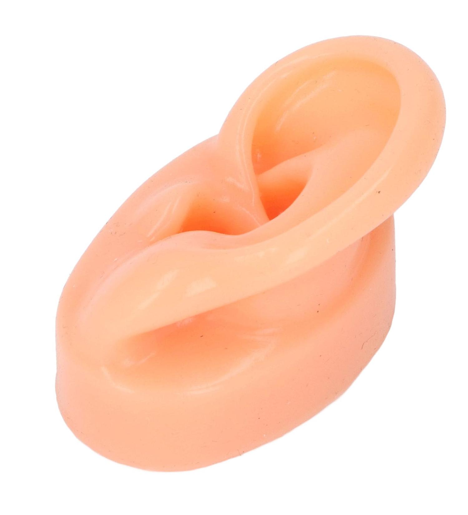 Silicone Ear Model - Soft Simulation Hearing Tool for Sound Aid Display (Left Ear) - Fleshcolor with Black Stand - 1 Count - Buy Online on GoSupps.com