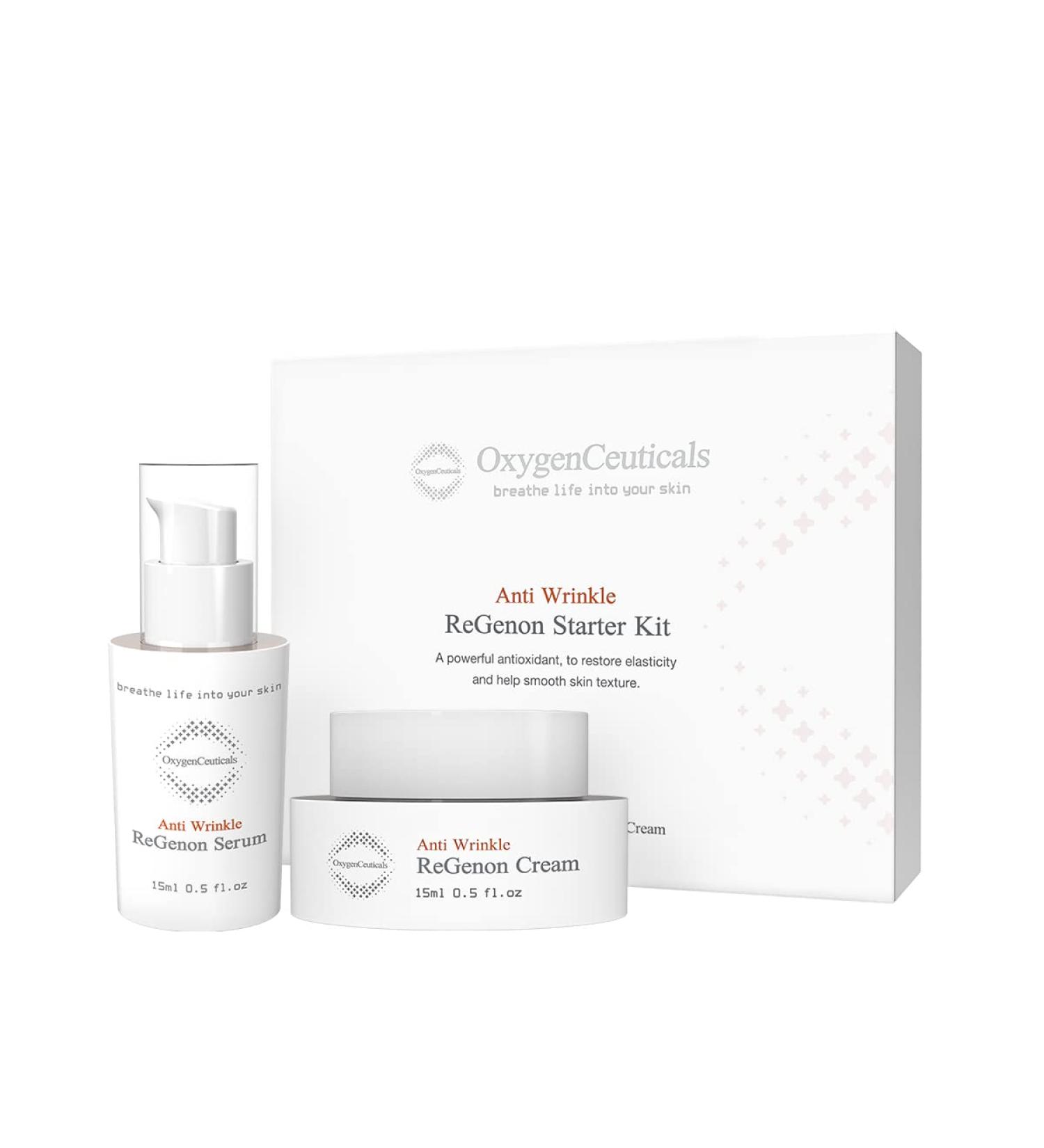 OxygenCeuticals ReGenon Starter Kit 2-Step Anti-Aging System with Antioxidant Serum & Cream 20 000ppm of Idebenone - Buy Online on GoSupps.com