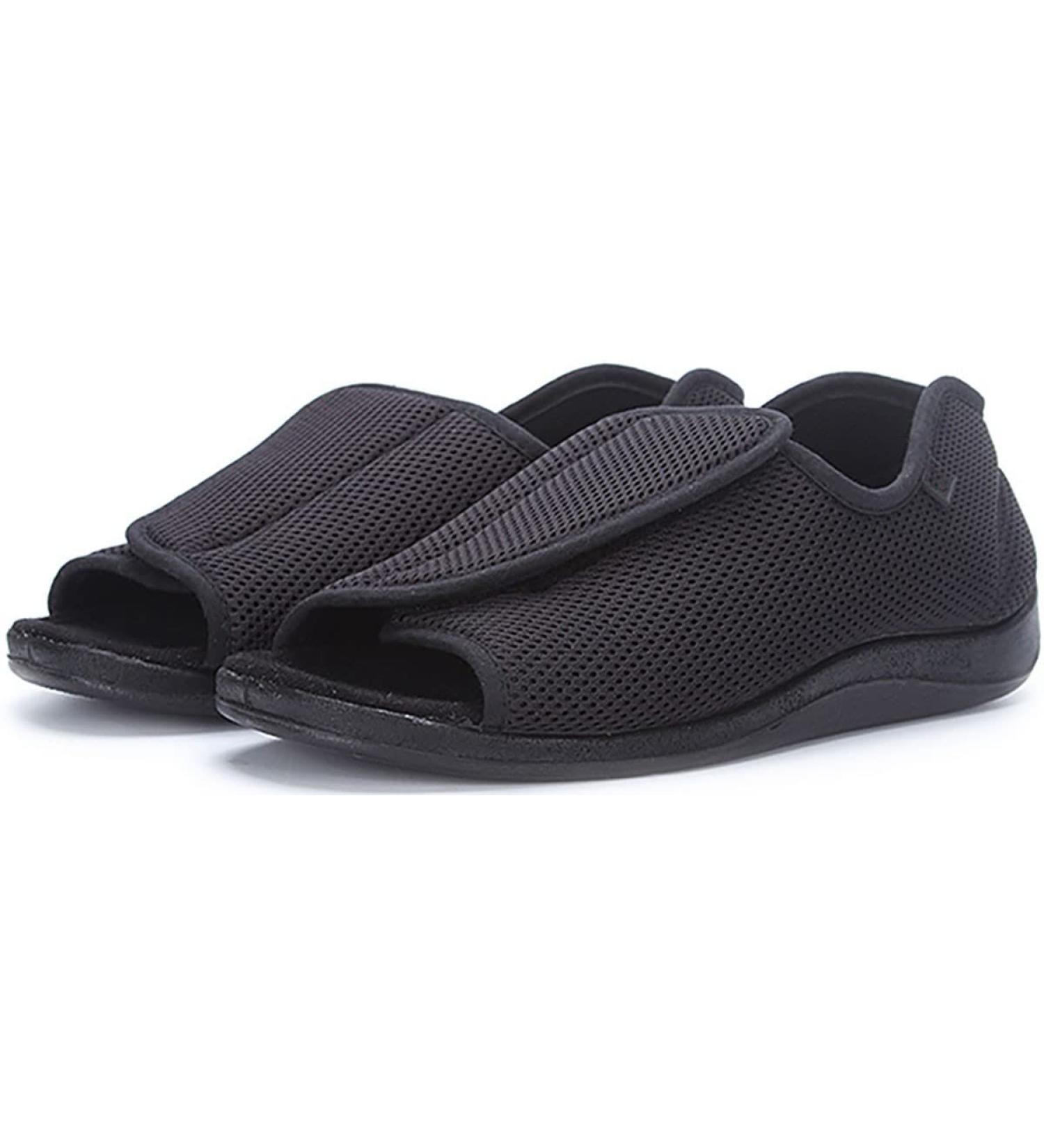 Orthopaedic Diabetic Sandals for Elderly Men Women - Open Toe, Fashionable, and Safety Shoes for Edema, Arthritis, and Plantar Fasciitis - Size 47 Black - Buy Online on GoSupps.com