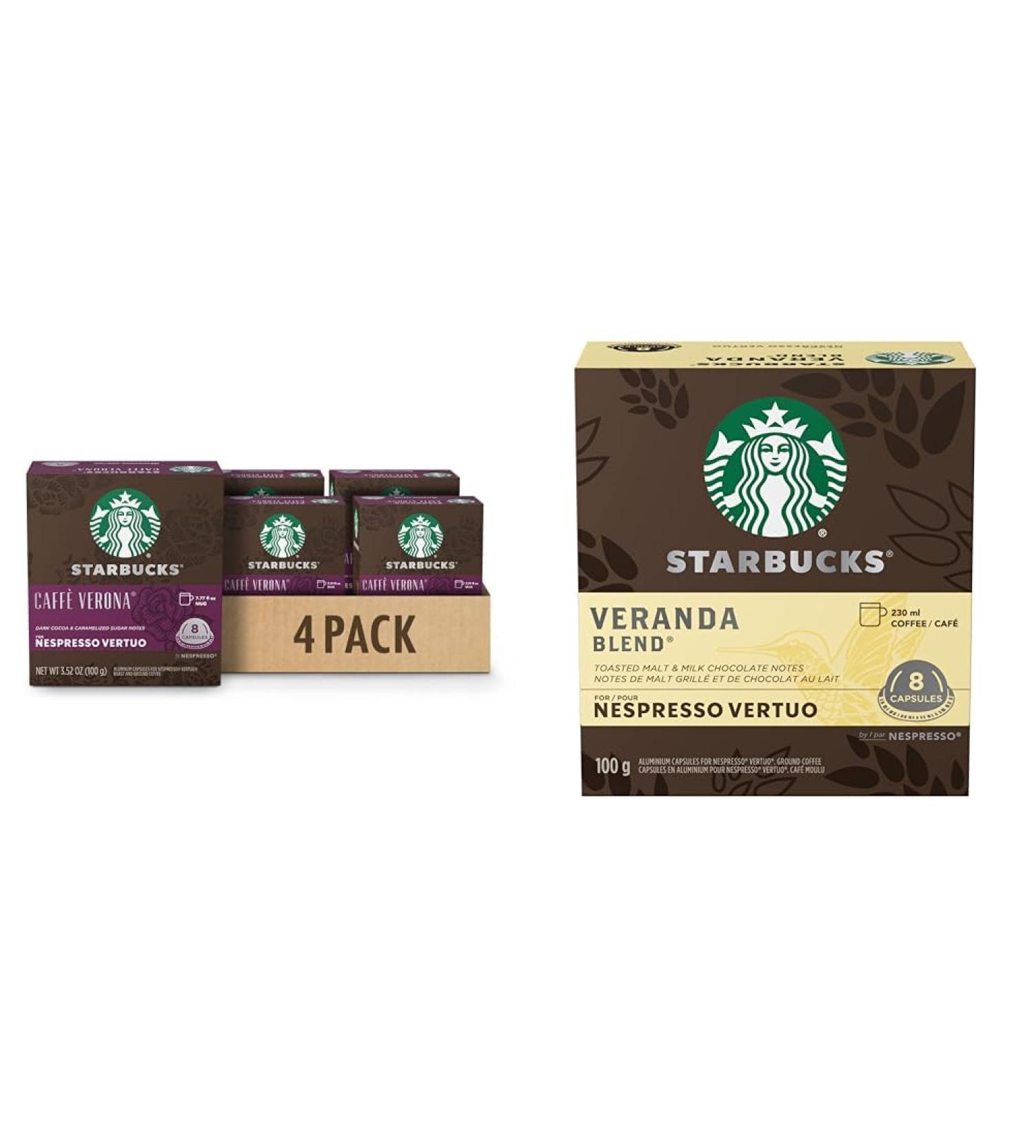 Starbucks By Nespresso Caff Verona Coffee Pods Dark Roast 4 X 8 Coffee Pods & by Nespresso Veranda Blend Blonde Roast Coffee Pods 8 Coffee Pods - Buy Online on GoSupps.com