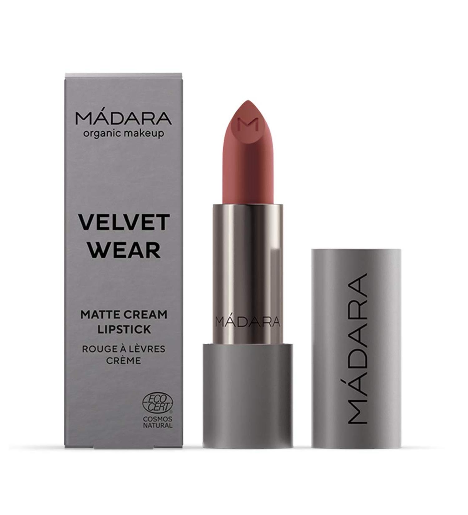 M dara Organic Velvet Wear Matte Cream Lipstick #32 Warm Nude | Vegan Lip Color with Blueberry Seed Oil & Shea Butter - 3.8g Comfortable & Satin Finish - Buy Online on GoSupps.com