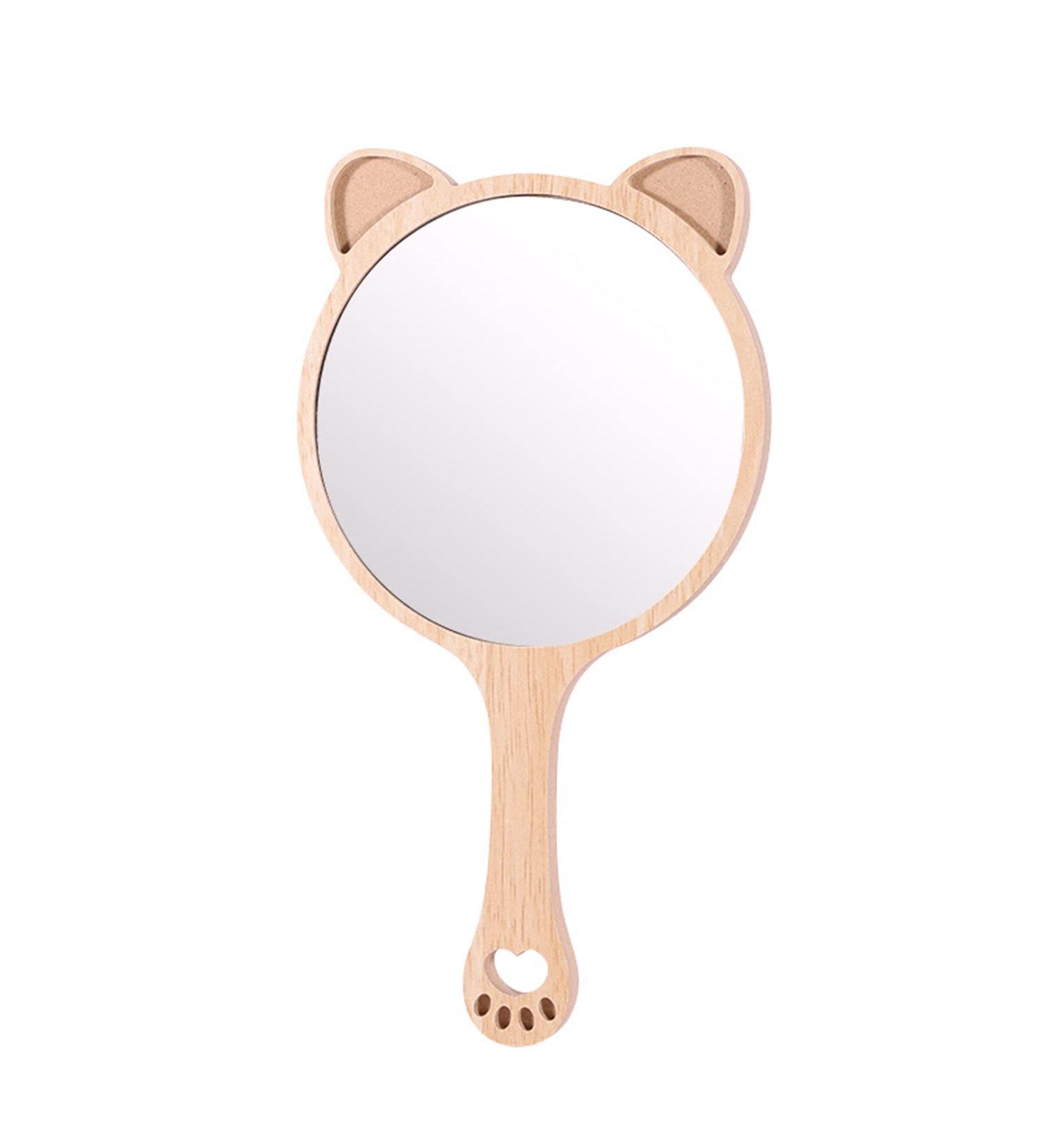 Dzrige Cat Handheld Mirror - Cute Cat Ear Makeup Mirror with Powder Puff - Buy Online on GoSupps.com