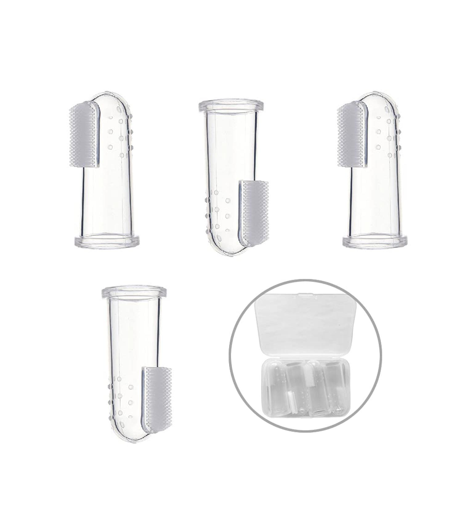 XINGSUI Soft Silicone Finger Toothbrushes 4 Pack with Storage Box for Dental Care & Gum Massage - Buy Online on GoSupps.com