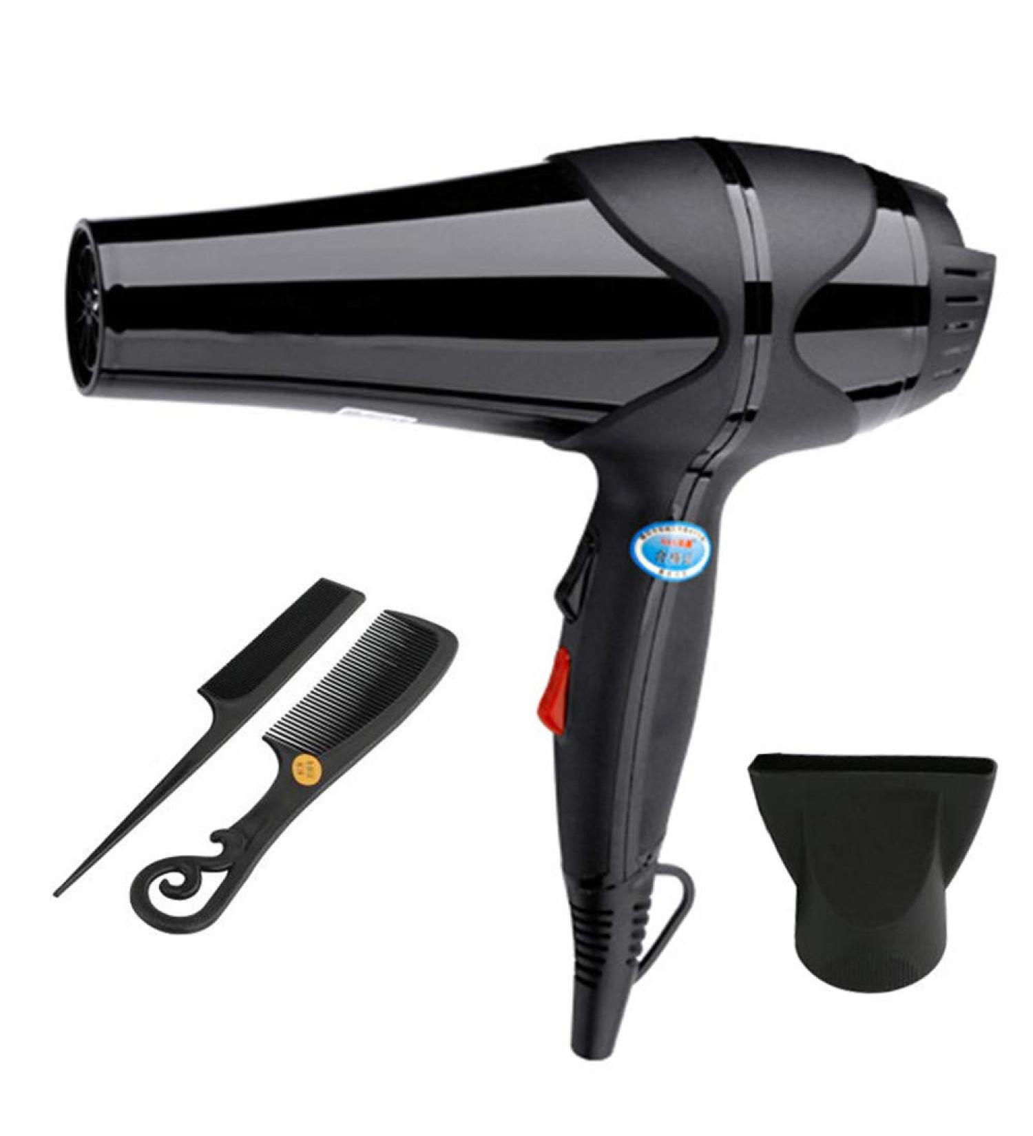 2000W Salon Grade Professional Hairdryer Healthy Ionic Hairdryer Fast Drying Hair Dryer Powerful Fast Blow Dryer 2 Speed and 3 Heat Setting Powerful AC Motor with Concentrator Nozzle and Comb Black - Buy Online on GoSupps.com