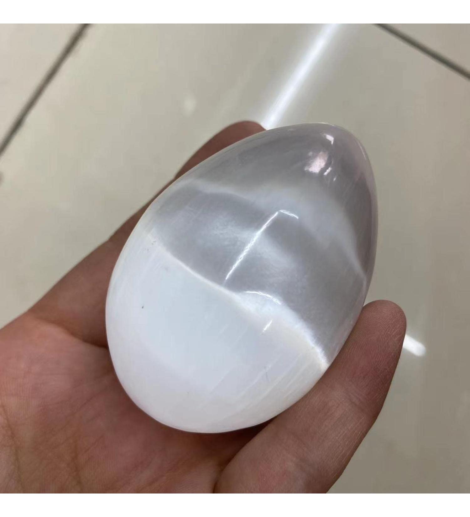 Natural Selenite Crystal Quartz Egg Suitable for Home Raw Stones and Minerals Home Goods 50-60mm - Buy Online on GoSupps.com