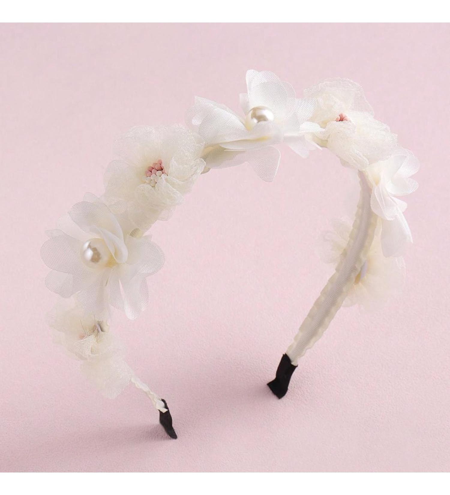 IYOU Floral Princess Headband Ivory Flower Headpiece Baby Birthday Wedding Hair Accessories for Girls - Buy Online on GoSupps.com