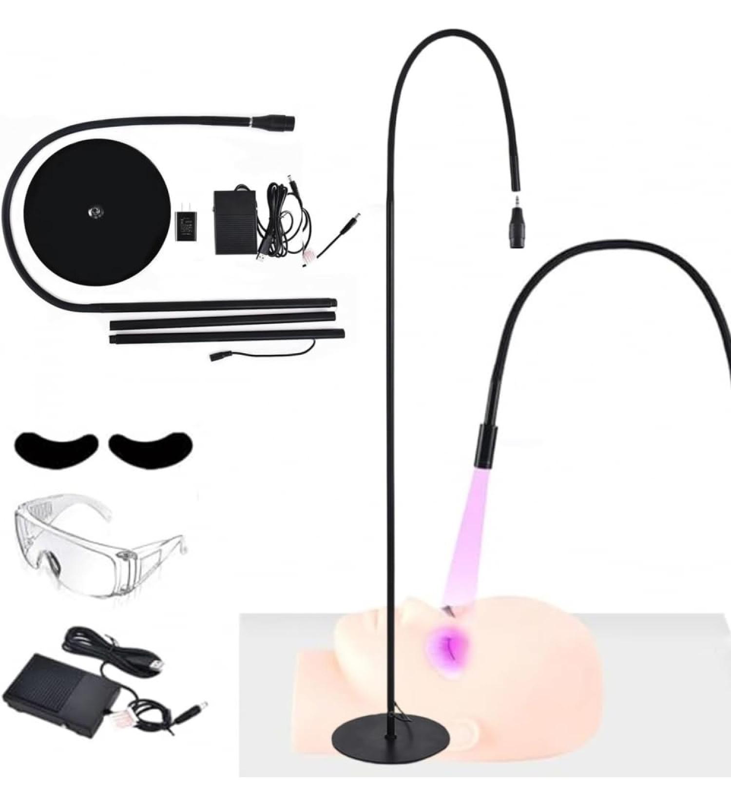 New Soft-arm UV Eyelash lamp Manicure Quick Styling lamp-Replaceable head/10W timed Focusing False Eyelash Glue phototherapy lamp with Foot Pedal LED Eyelash lamp- Black - Buy Online on GoSupps.com