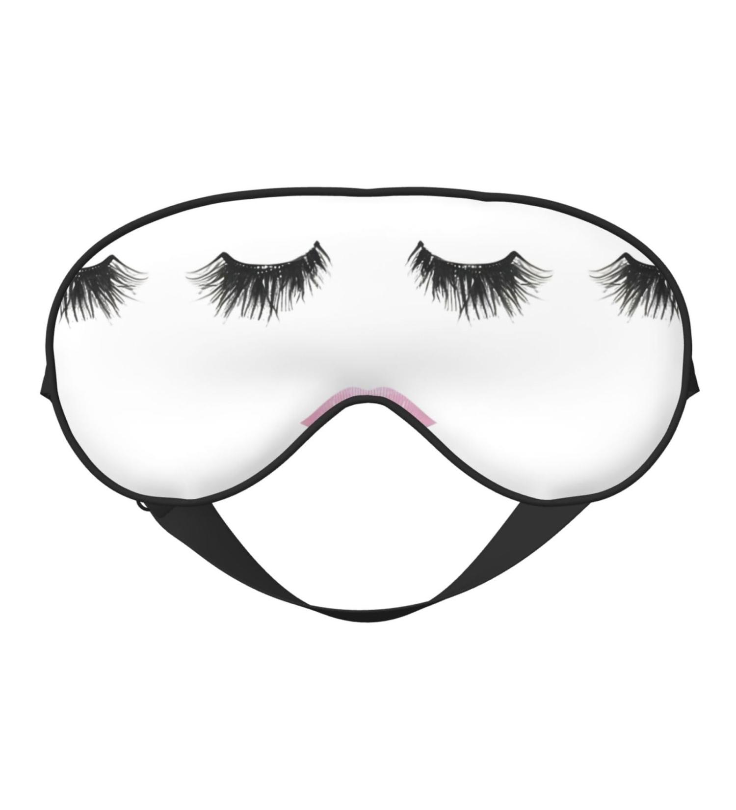 Unisex Eyelash Lip White Print Sleep Eye Mask - Soft Comfort Travel & Yoga Eye Shade Cover - Black - Buy Online on GoSupps.com
