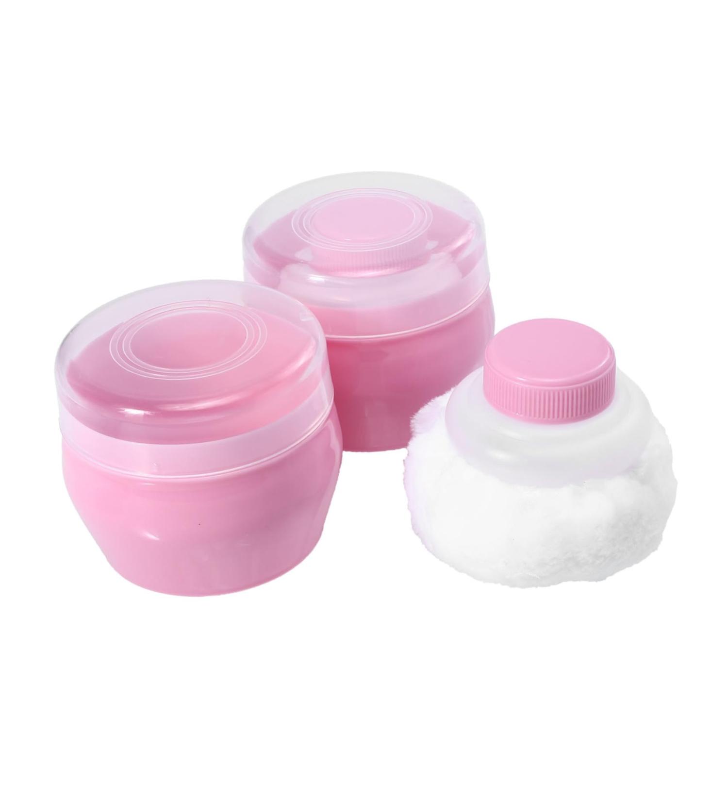 HONMEET Baby Puff Box 2 Sets Puff Makeup Sponges after Bath Puff Container Suits Pot Makeup Puffs Beauty Sponge Applicator Cream Suit Empty Container Talco Fluff 9x9cm Pink - Buy Online on GoSupps.com