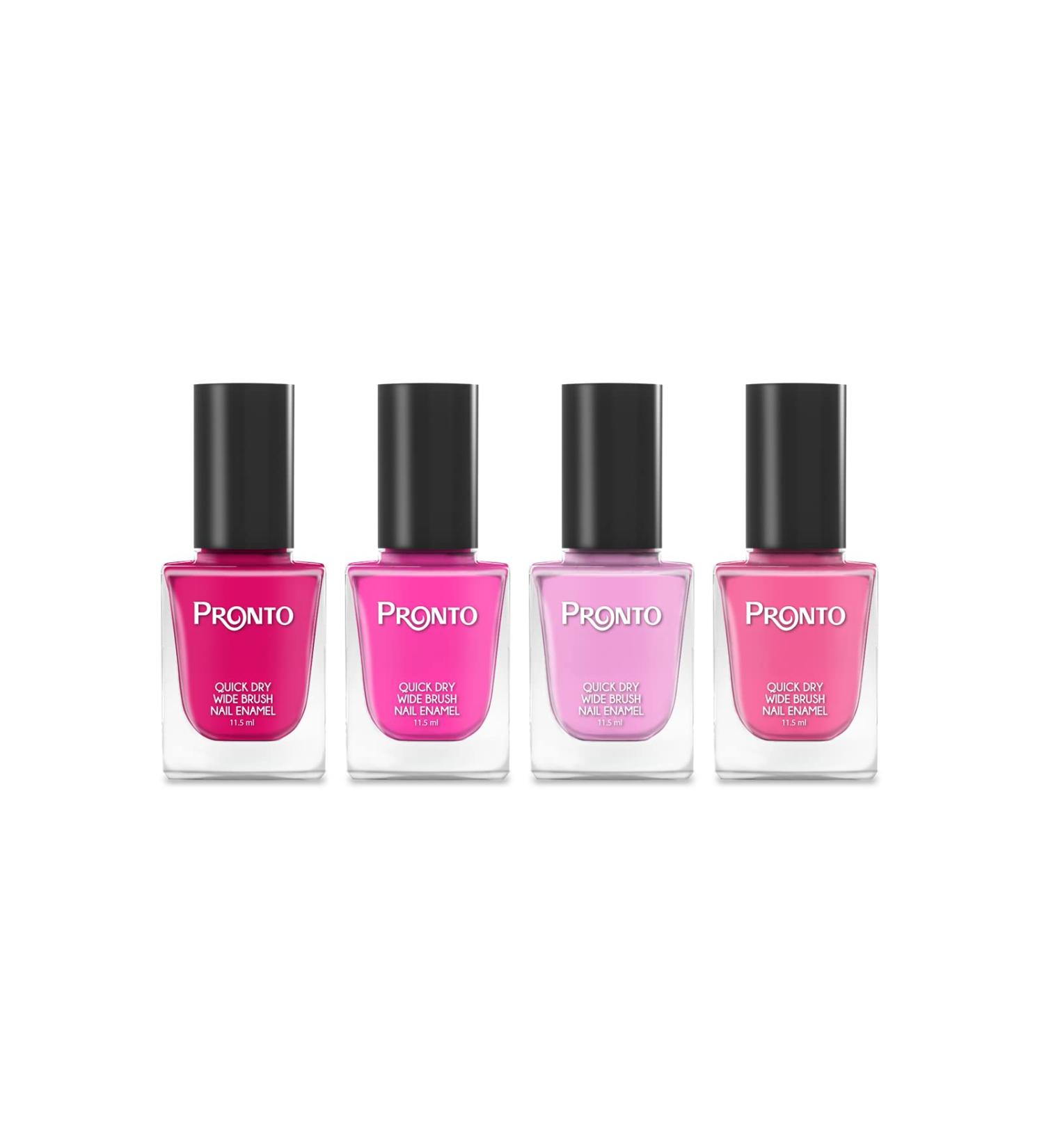 Pronto Collection 4 Piece Set - Long Lasting Quick Dry Mirror Shine Nail Polish with Hardener - Pink Days (11.5 ml/ 0.40 fl oz) - Buy Online on GoSupps.com
