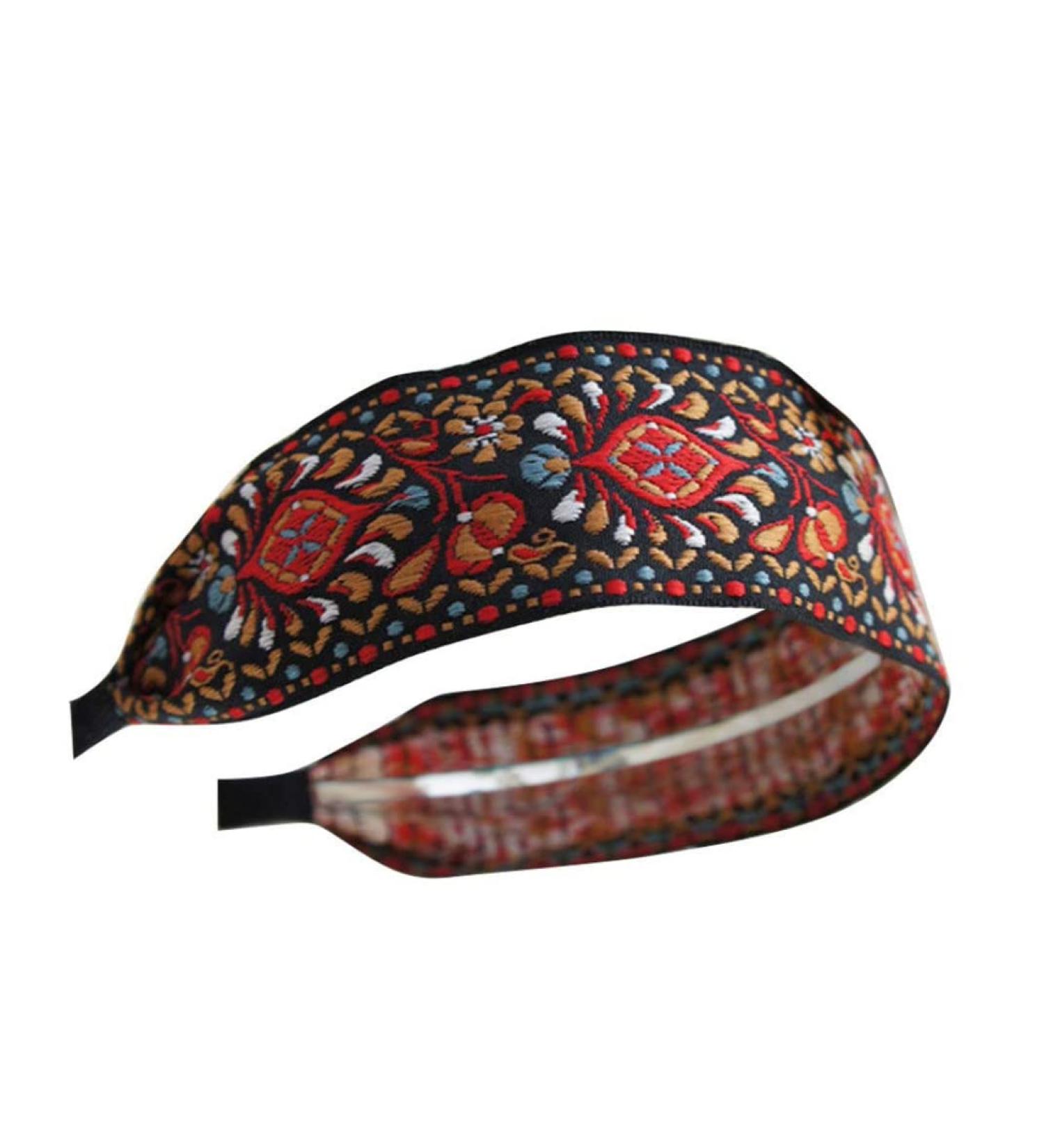 Vintage Headband Wide Embroidery Hair Band Retro Ethnic Headdress for Women Girl Vintage Headband - Buy Online on GoSupps.com