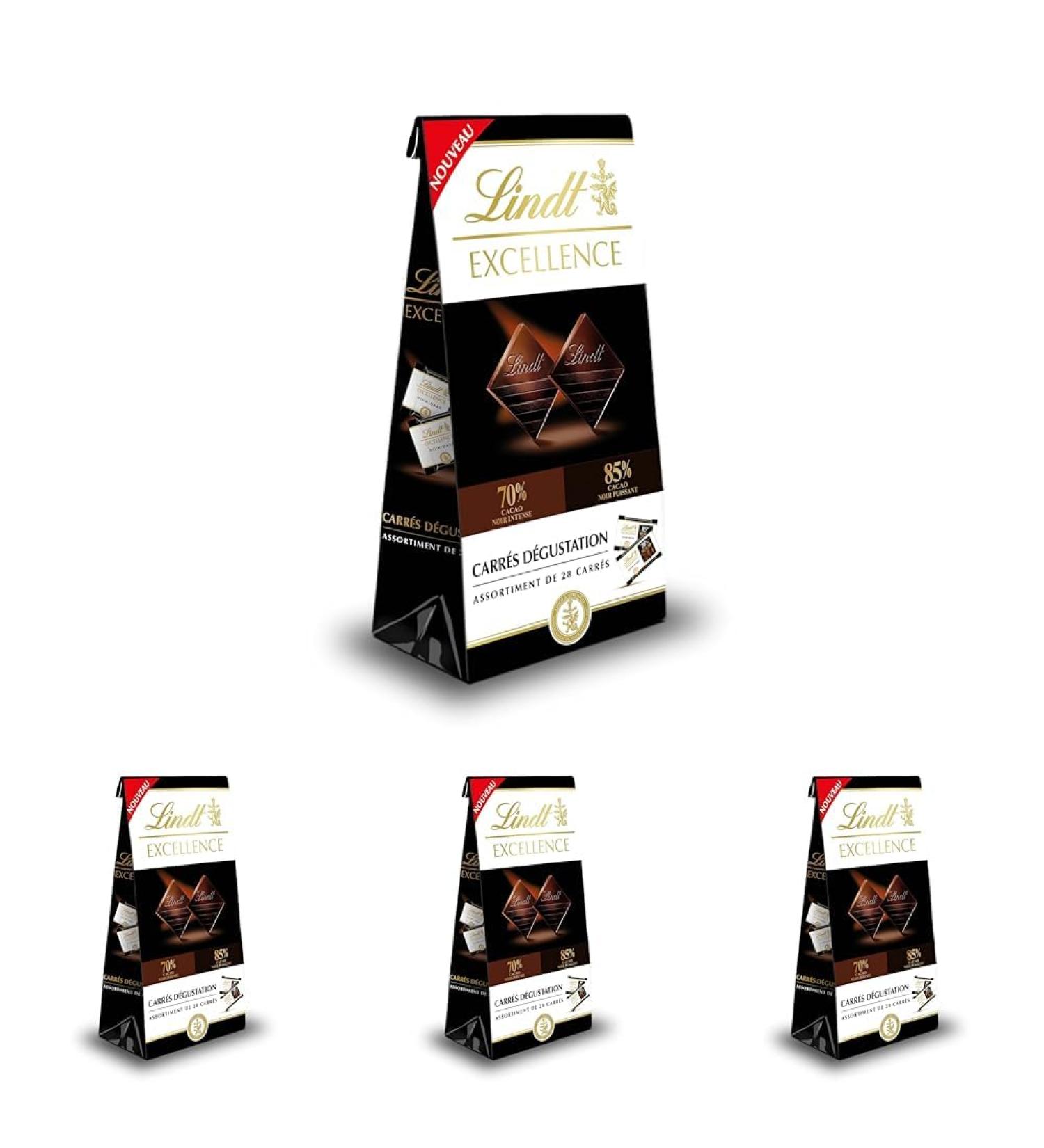 Lindt - Sachet de chocolat mini carr s EXCELLENCE - Assortiment de Chocolats Noir 70% et Noir 85% 154g (Lot de 4) Noir 154g (Lot de 4) - Buy Online on GoSupps.com