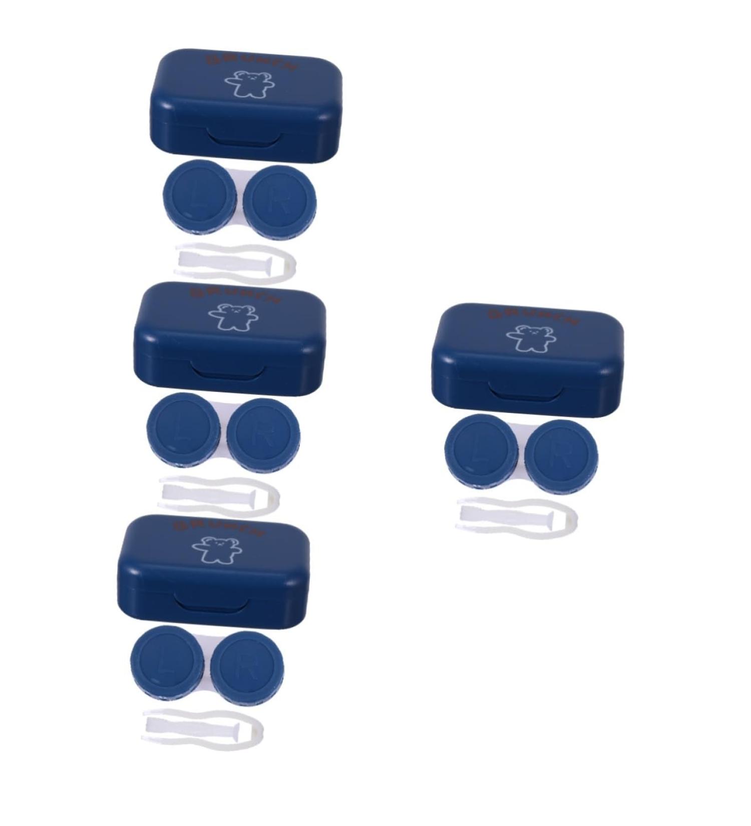 Homsfou 4th Care Box for Colored Contact Lenses - Eye Lens Container & Travel Case | Korean Art Design | 4pcs Blue 6.5x4.5x2cm - Ideal for International Shipping - Buy Online on GoSupps.com