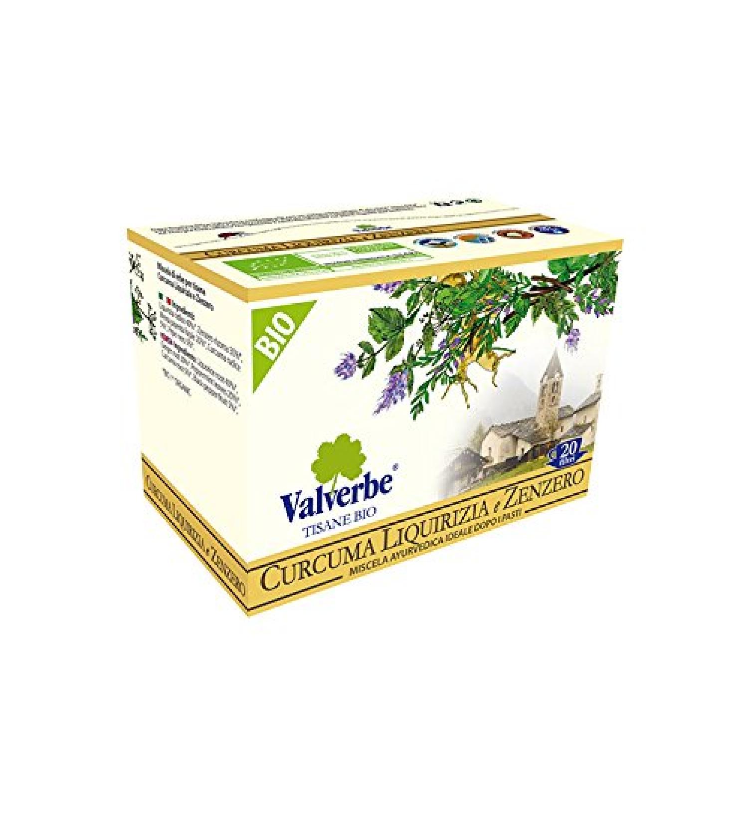 Buongustai di Calabria Turmeric Lacritz and Ginger Tea 20 Filters Organic Ayurveda Tea for Cleansing and Digestion