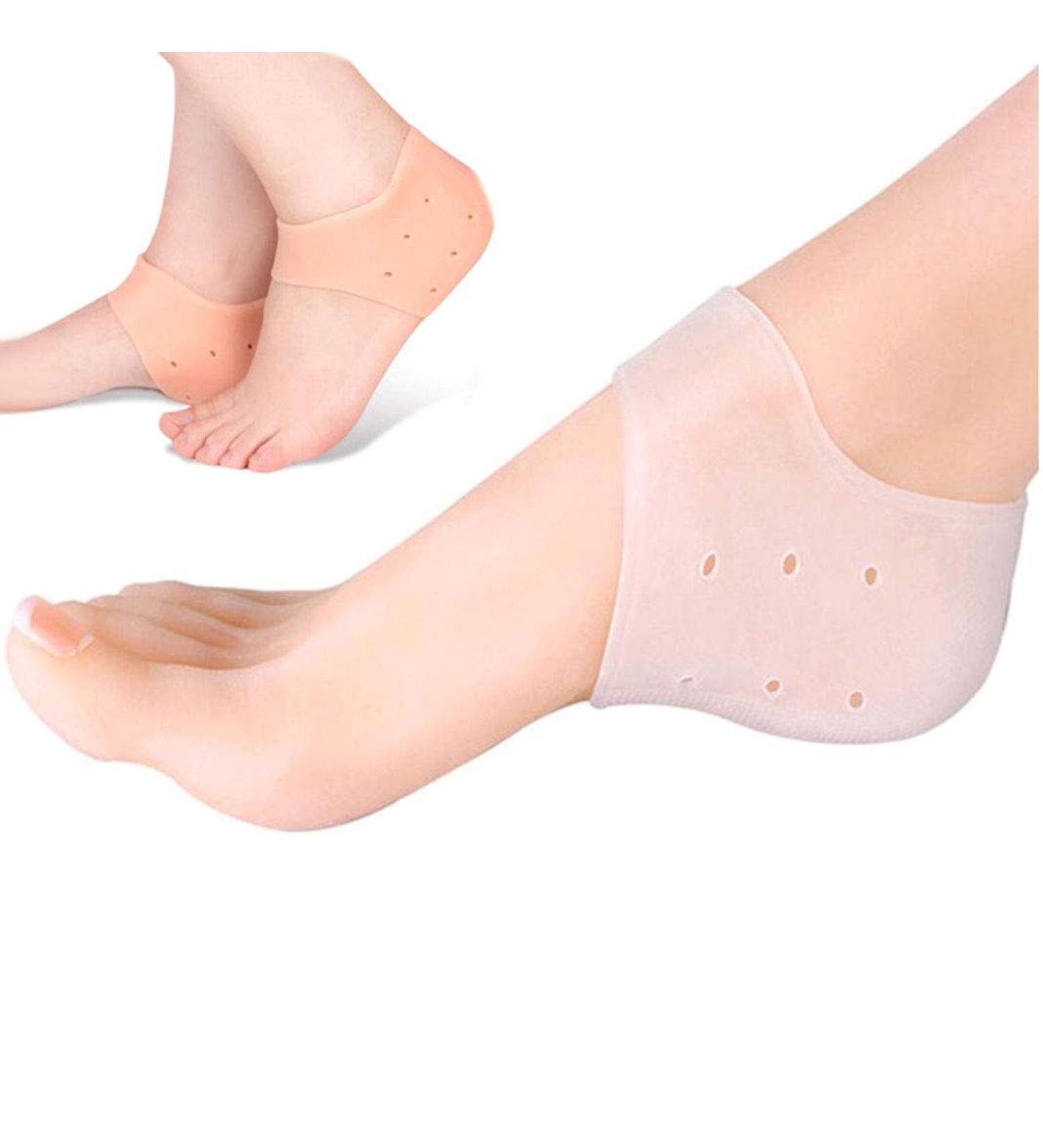 Brillistar Silicone Gel Socks - 2 Pair Heel & Ankle Sleeve for Plantar Fasciitis Relief | Comfortable Foot Pain Relief for Men & Women - Buy Online on GoSupps.com